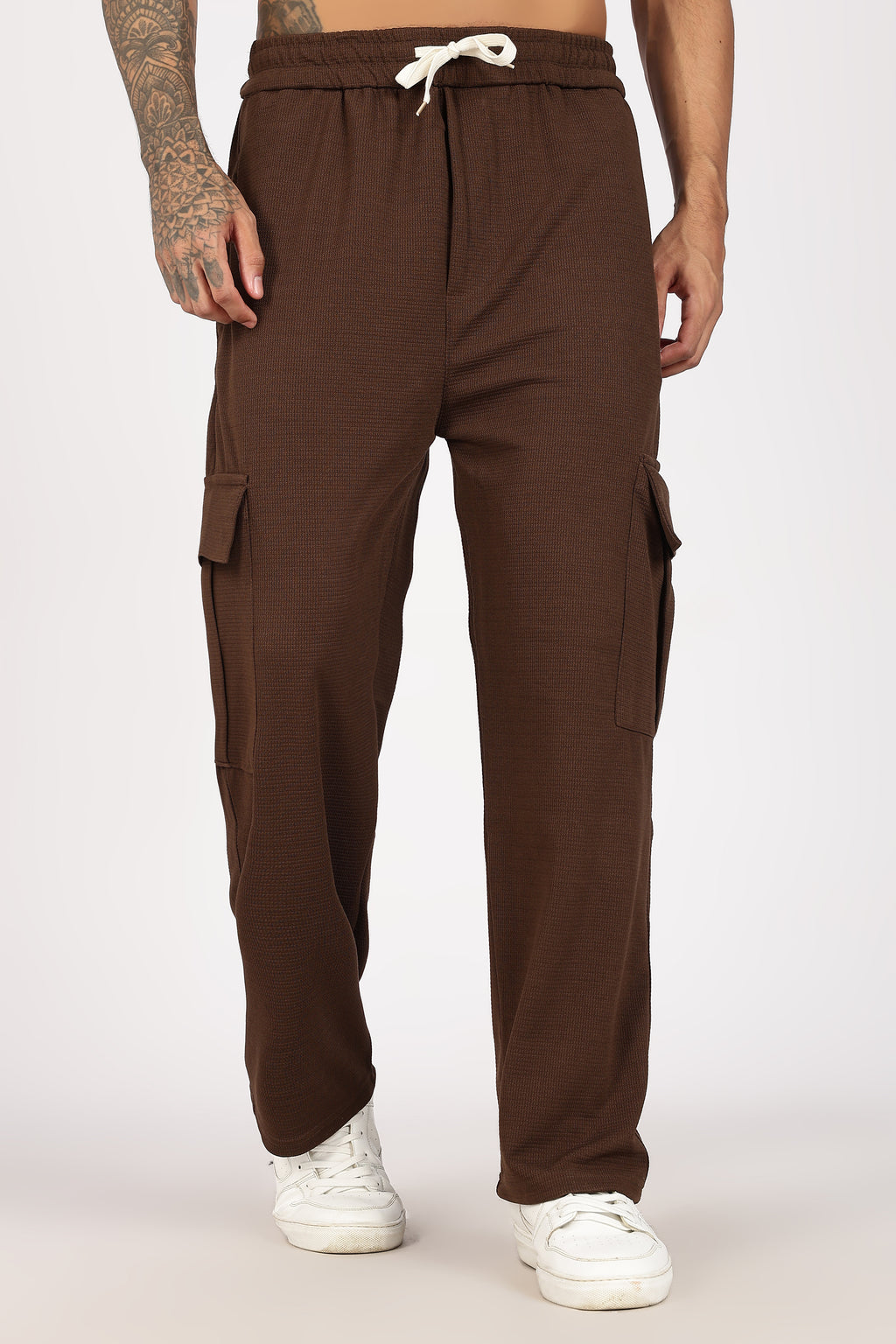 Brown Textured Utility Cargo Trouser