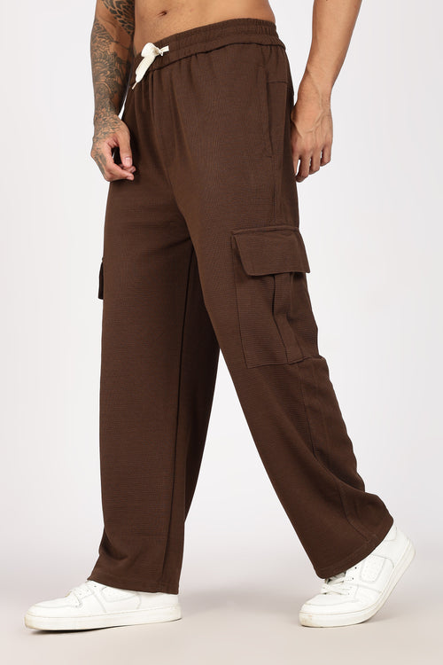 Brown Textured Utility Cargo Trouser