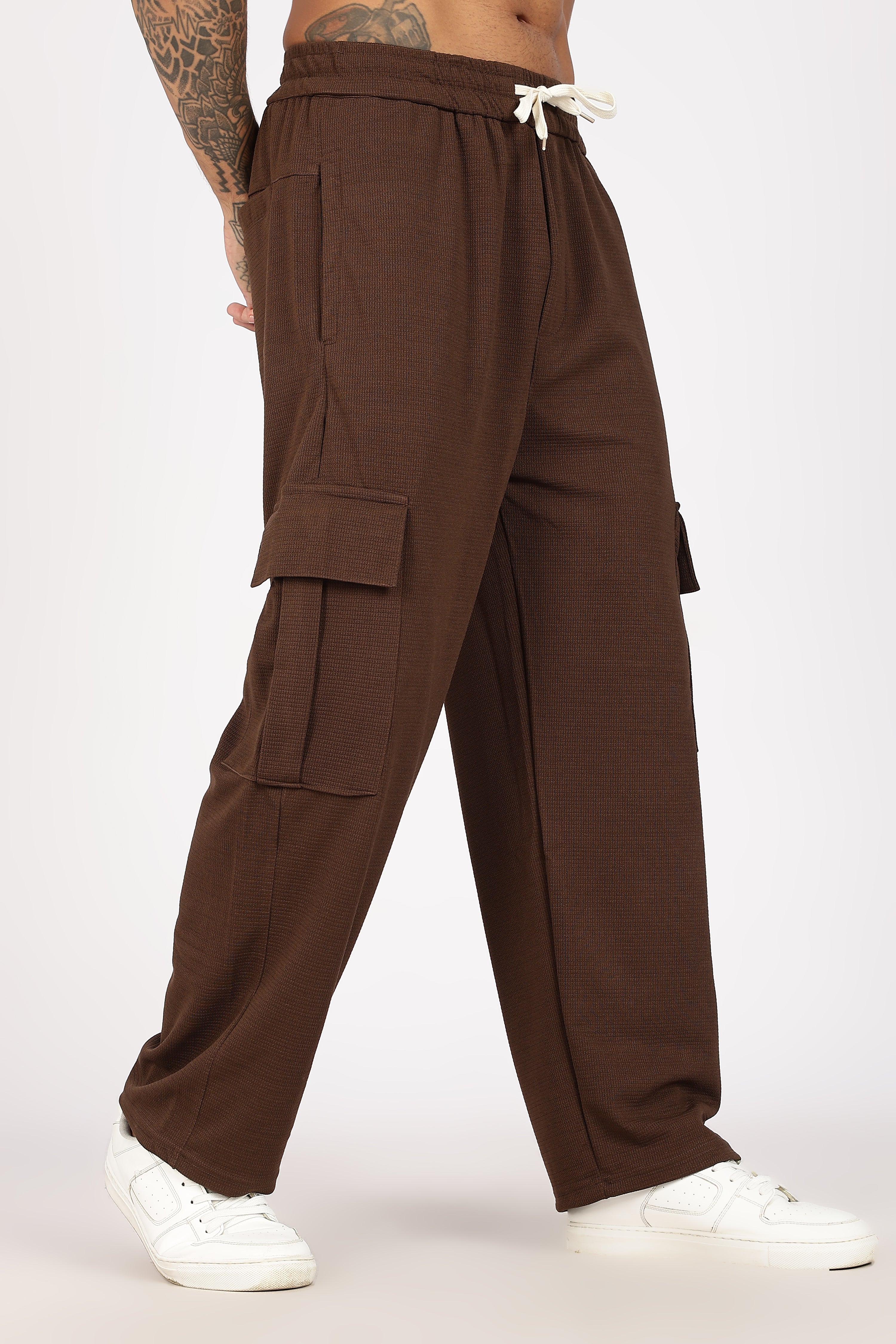 Brown Textured Utility Cargo Trouser
