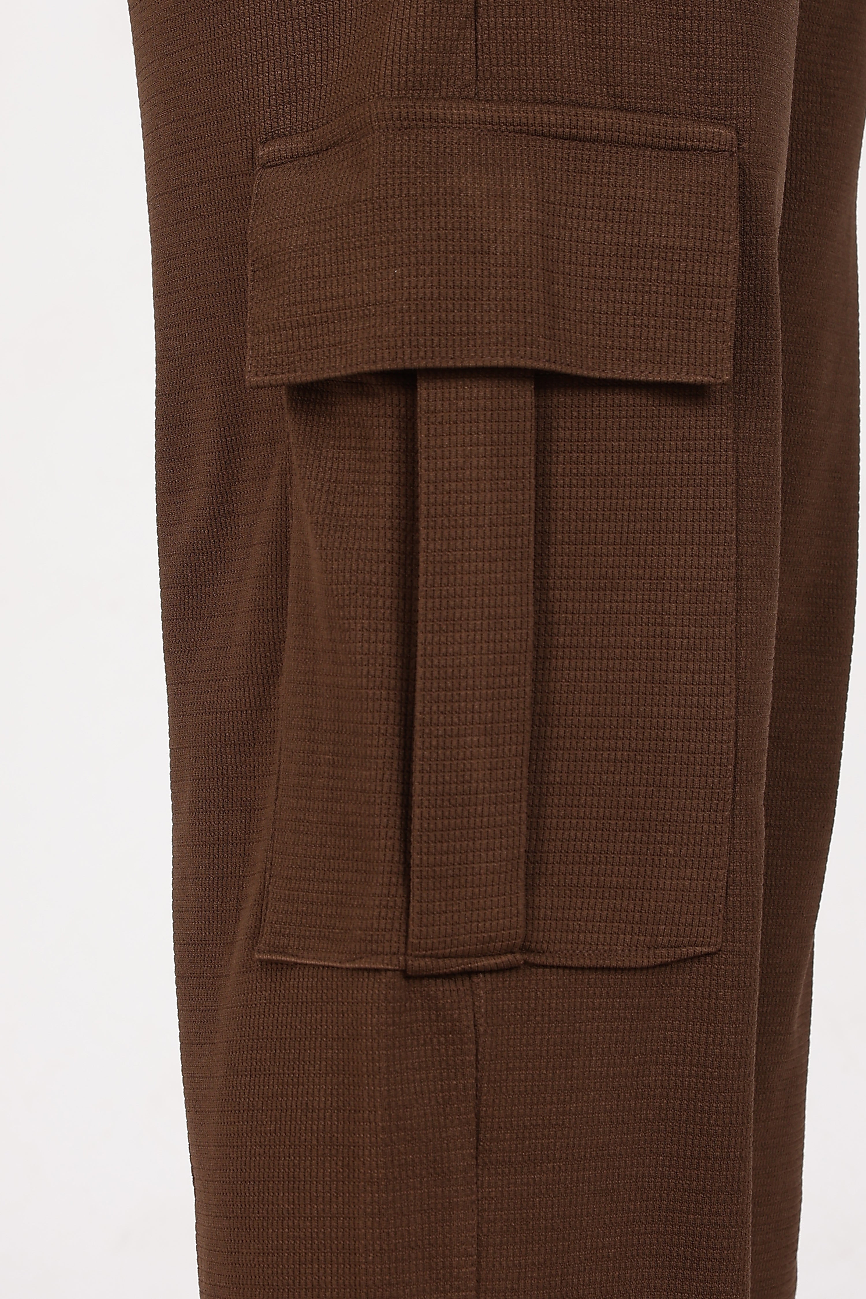 Brown Textured Utility Cargo Trouser
