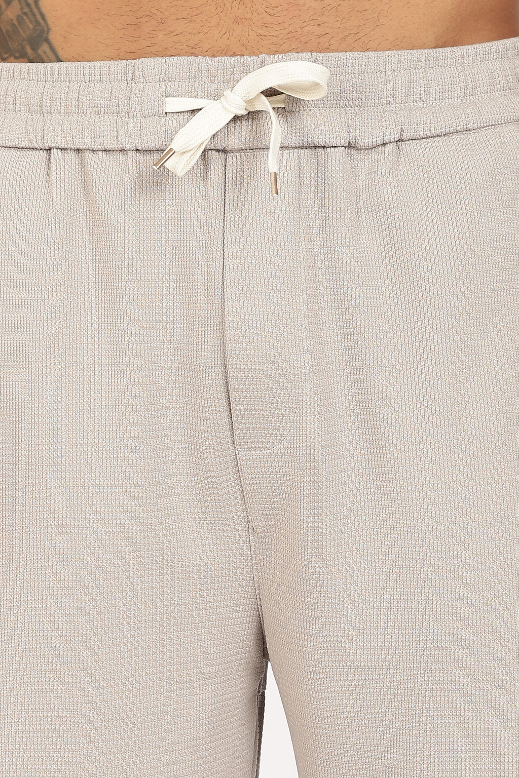 Beige Textured Utility Cargo Trouser