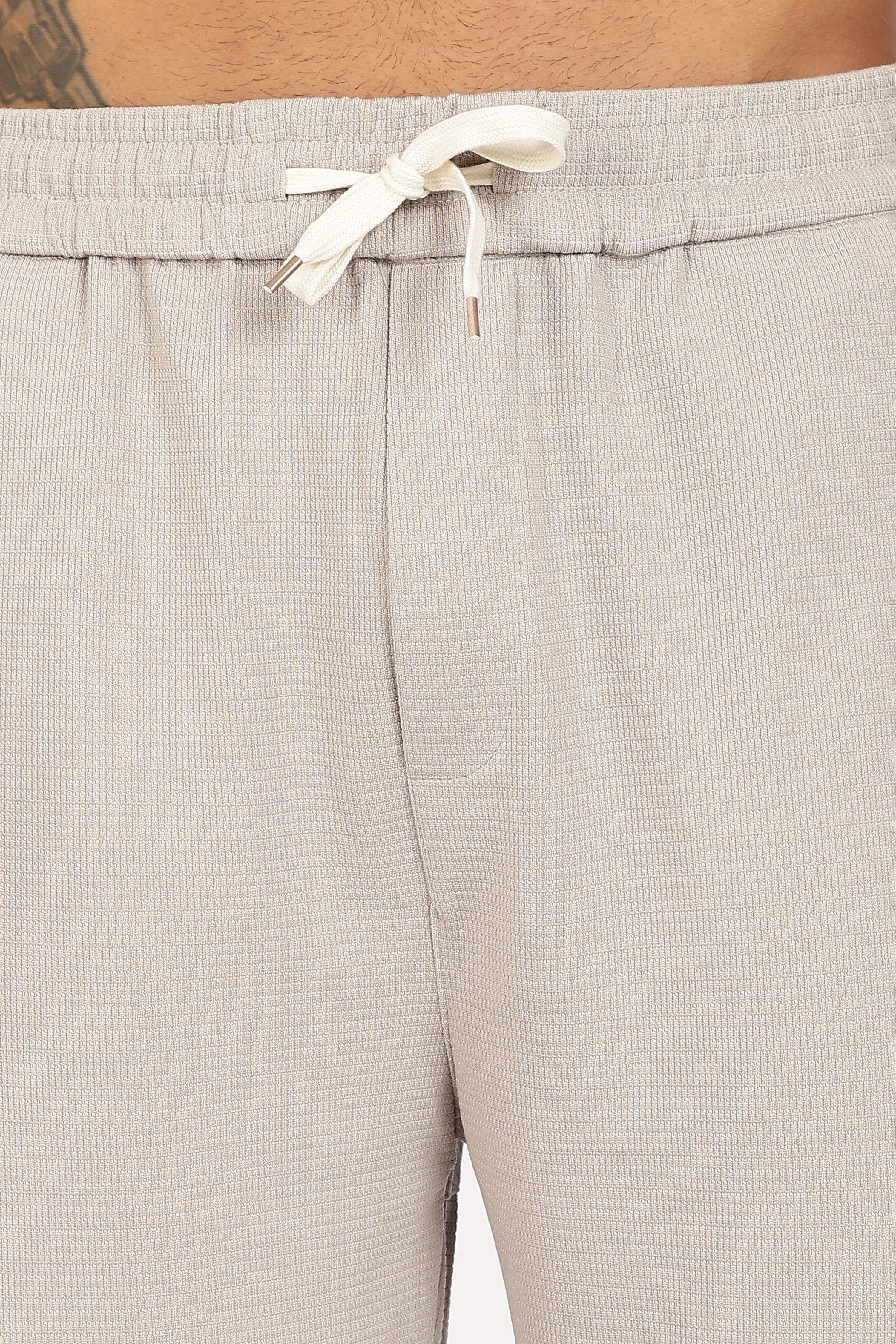 Beige Textured Utility Cargo Trouser