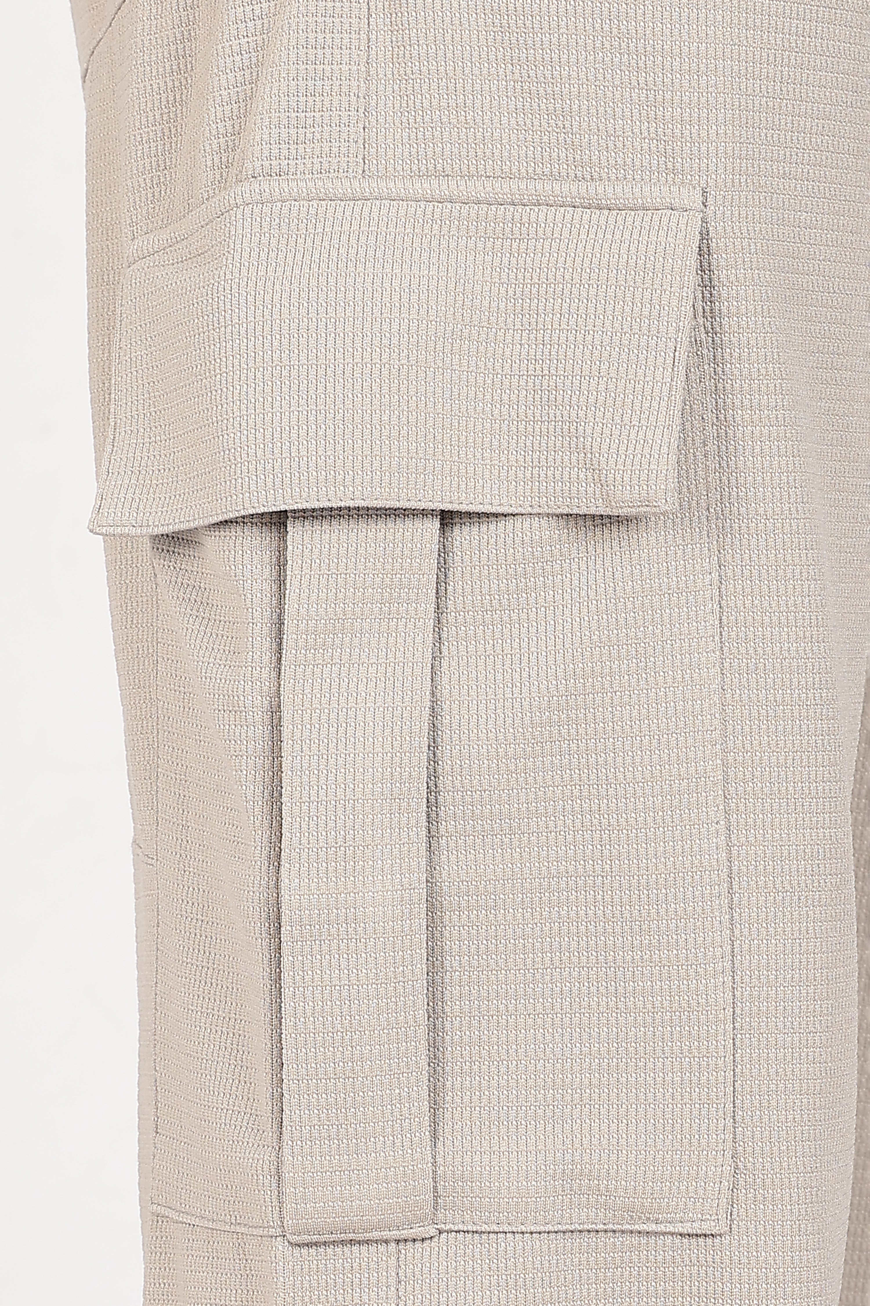 Beige Textured Utility Cargo Trouser