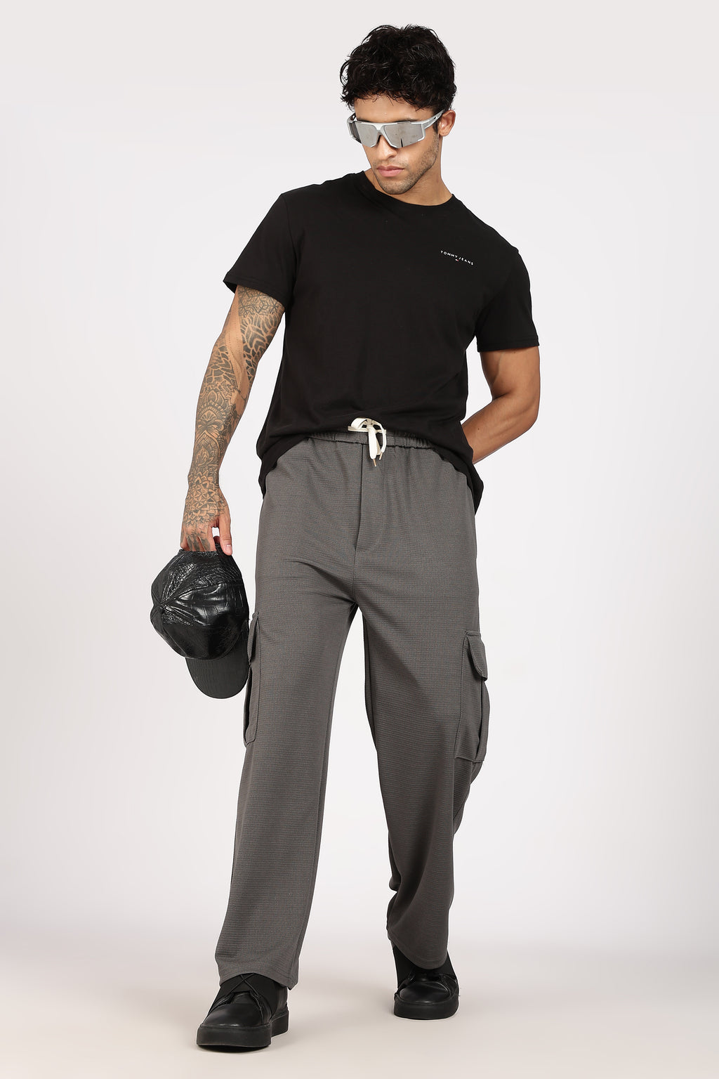 Grey Textured Utility Cargo Trouser