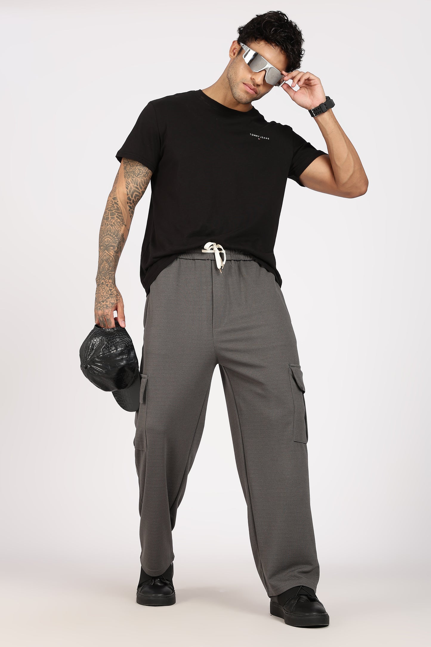 Grey Textured Utility Cargo Trouser