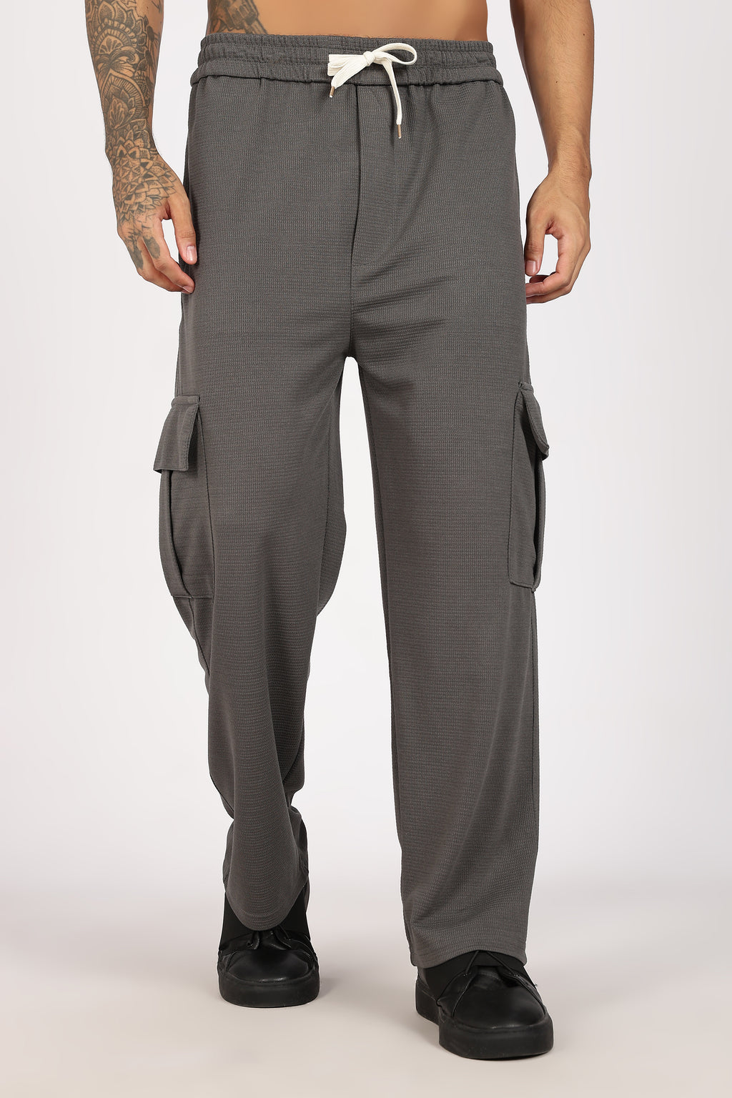 Grey Textured Utility Cargo Trouser