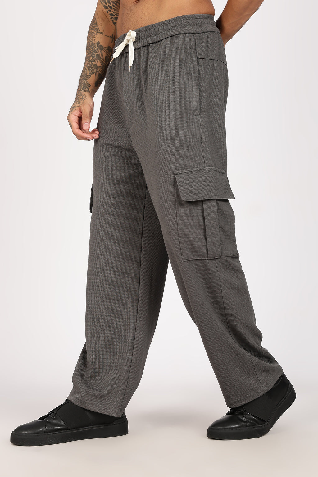 Grey Textured Utility Cargo Trouser