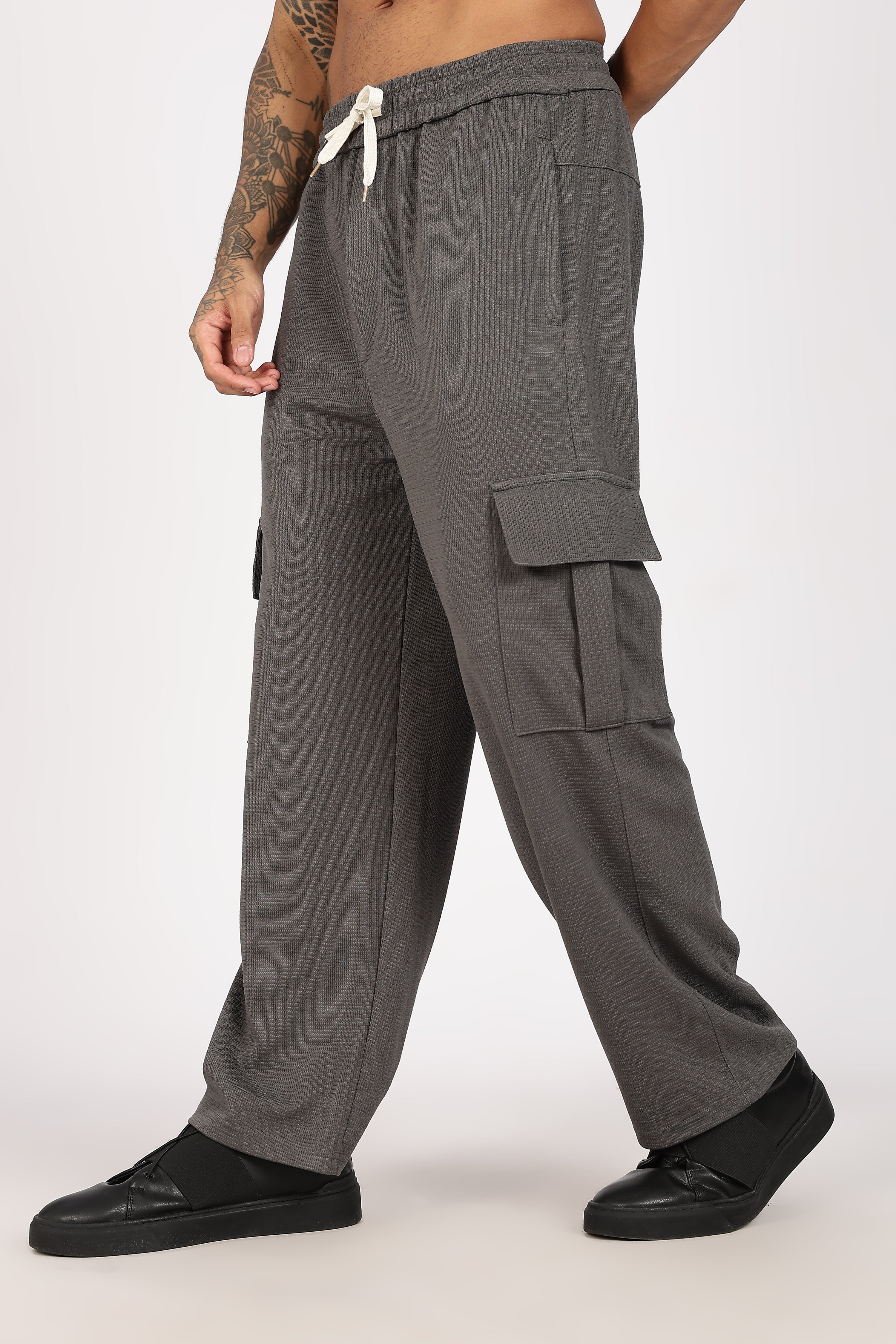 Grey Textured Utility Cargo Trouser