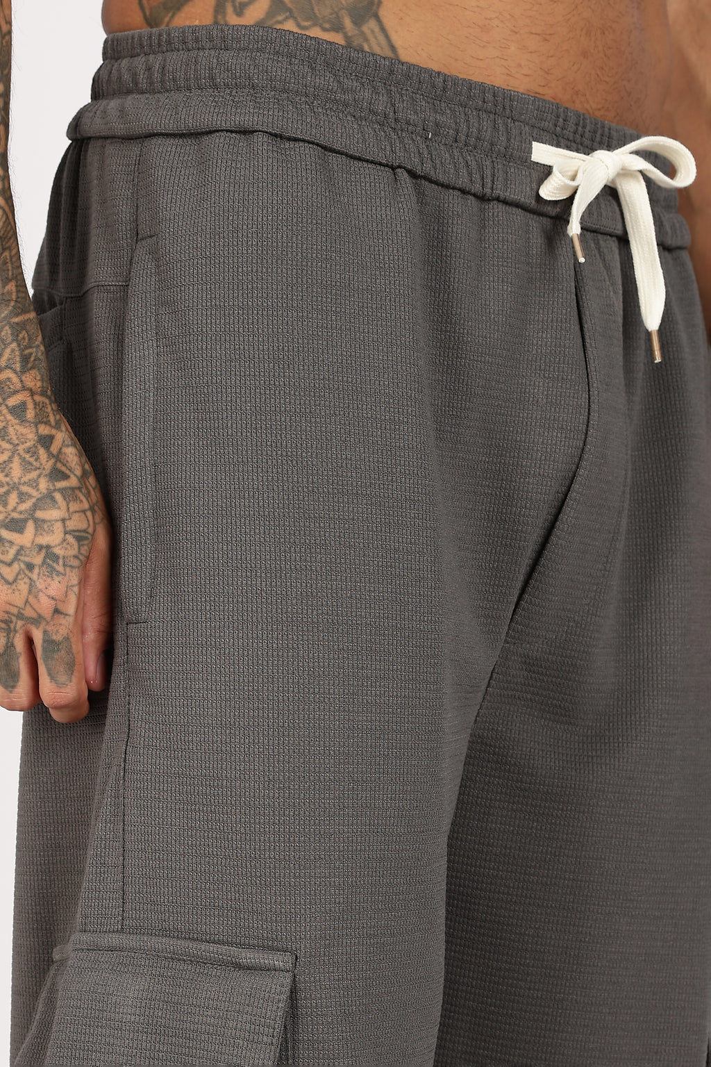 Grey Textured Utility Cargo Trouser