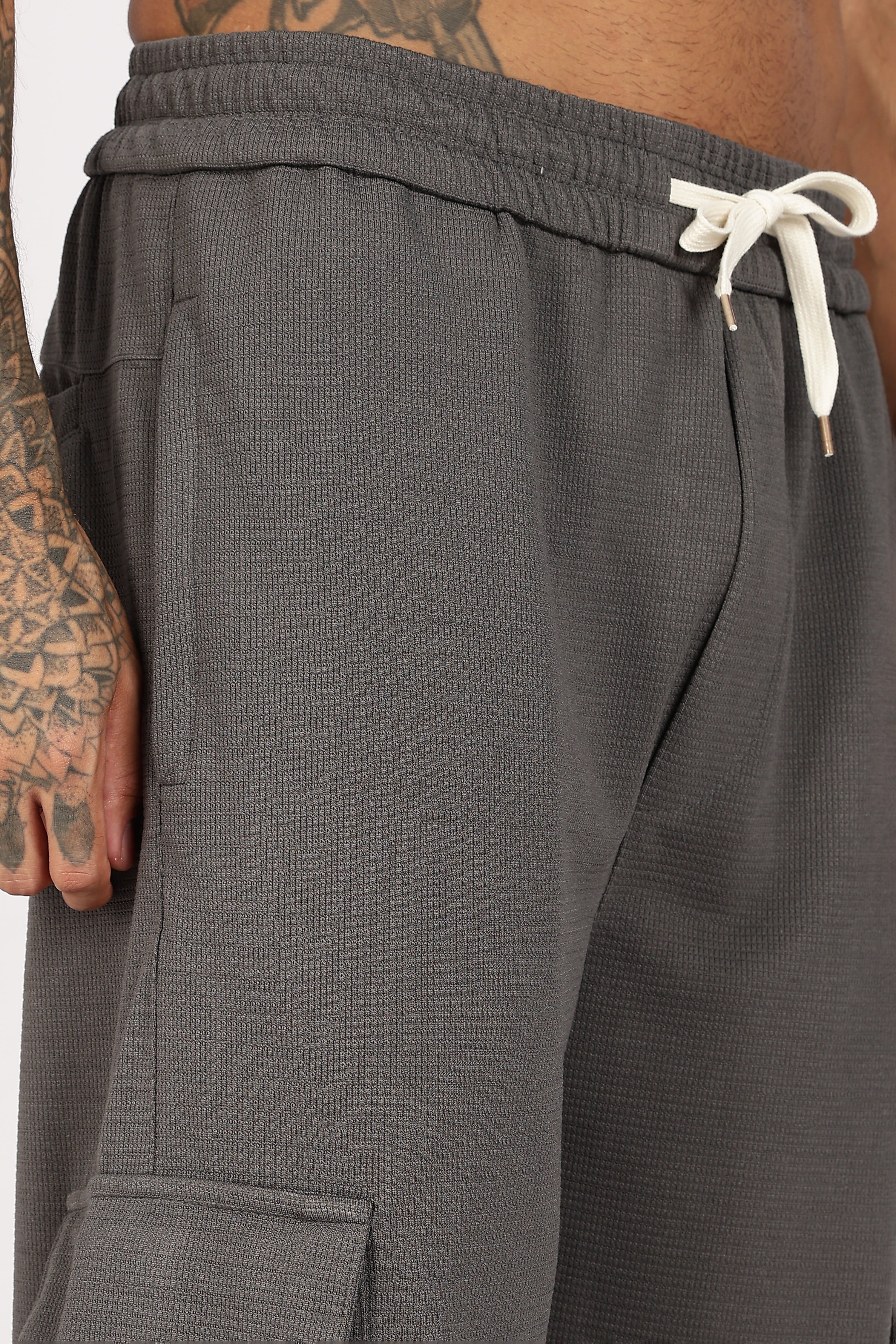 Grey Textured Utility Cargo Trouser