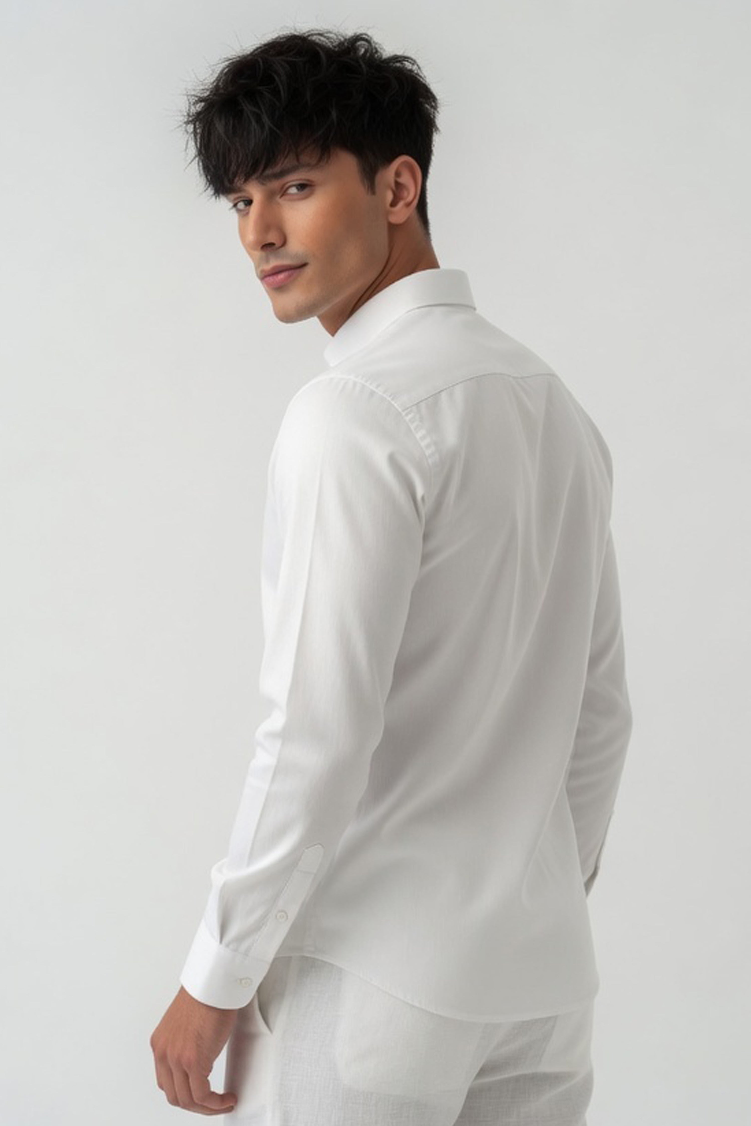 Pure White Textured Slim-Fit Shirt