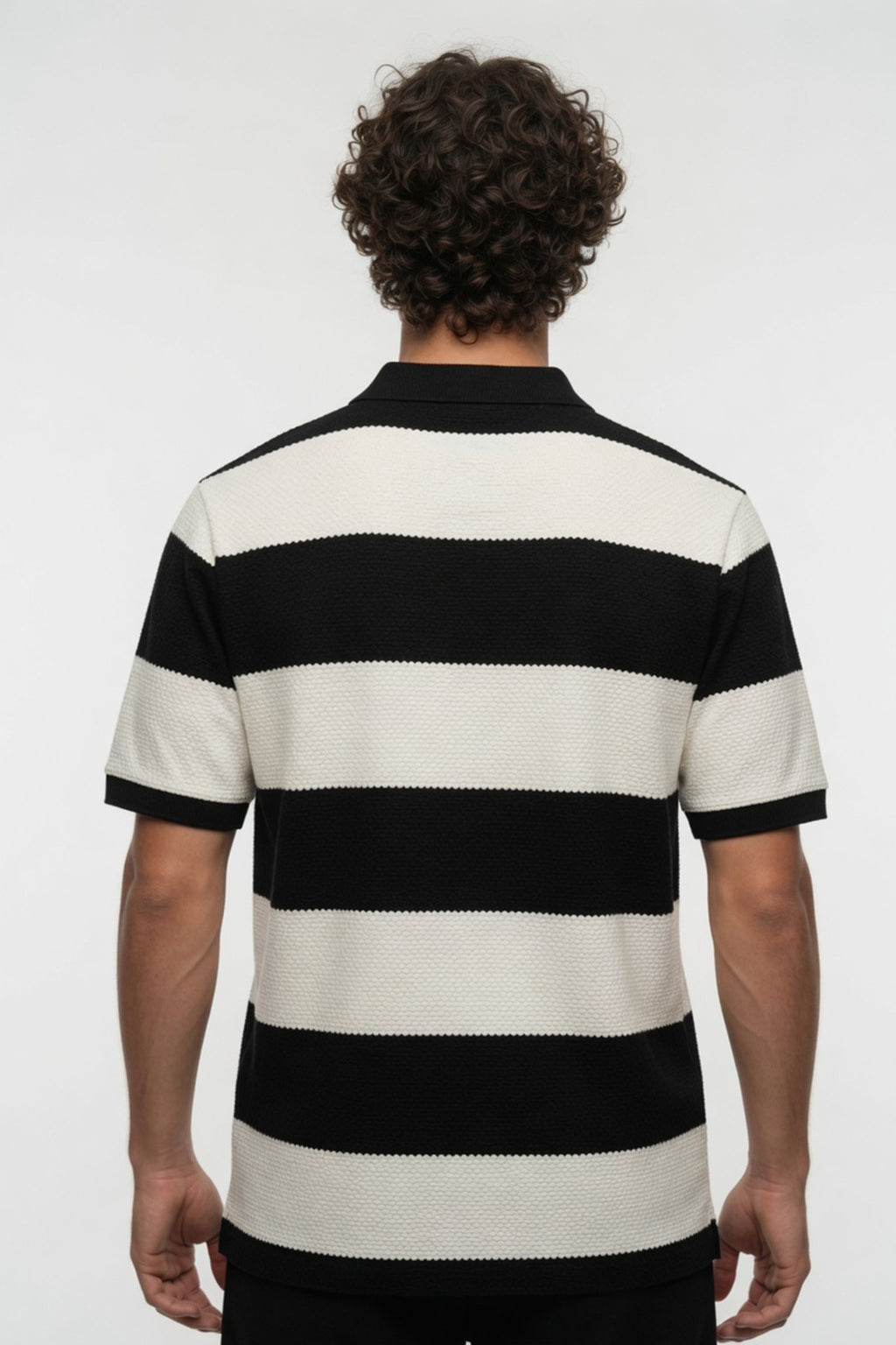Premium Black & White Knit Polo
