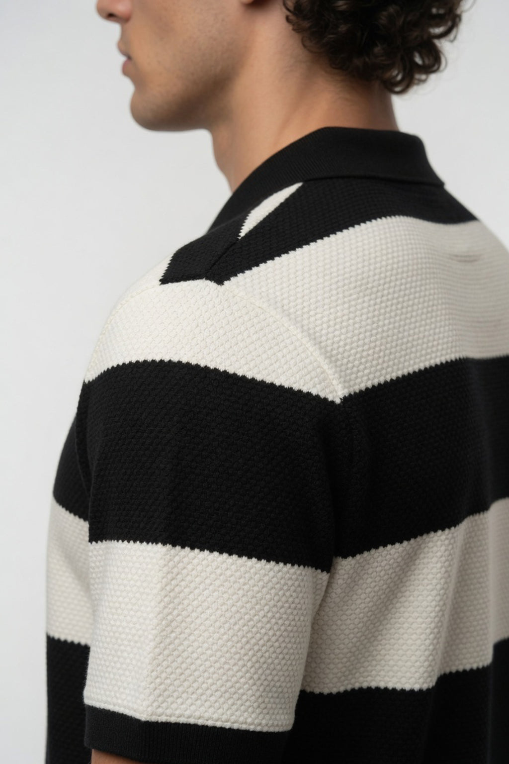Premium Black & White Knit Polo
