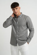 Sage Grey Textured Slim-Fit Shirt