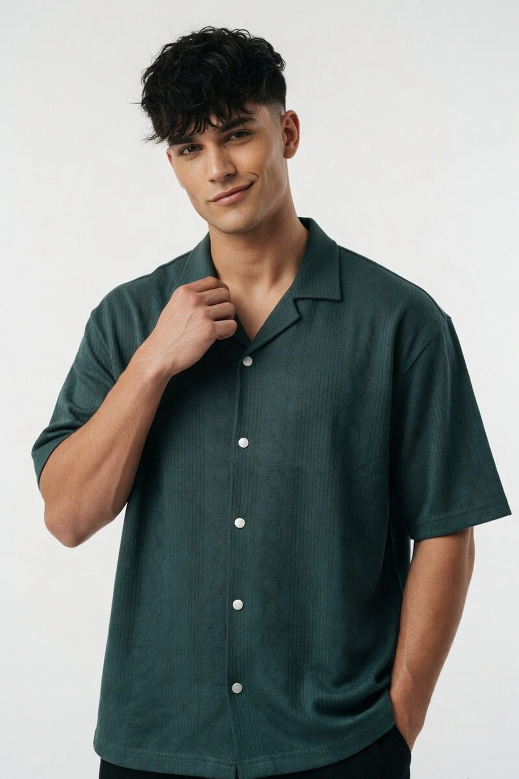 Pine Ribbed Cuban Shirt