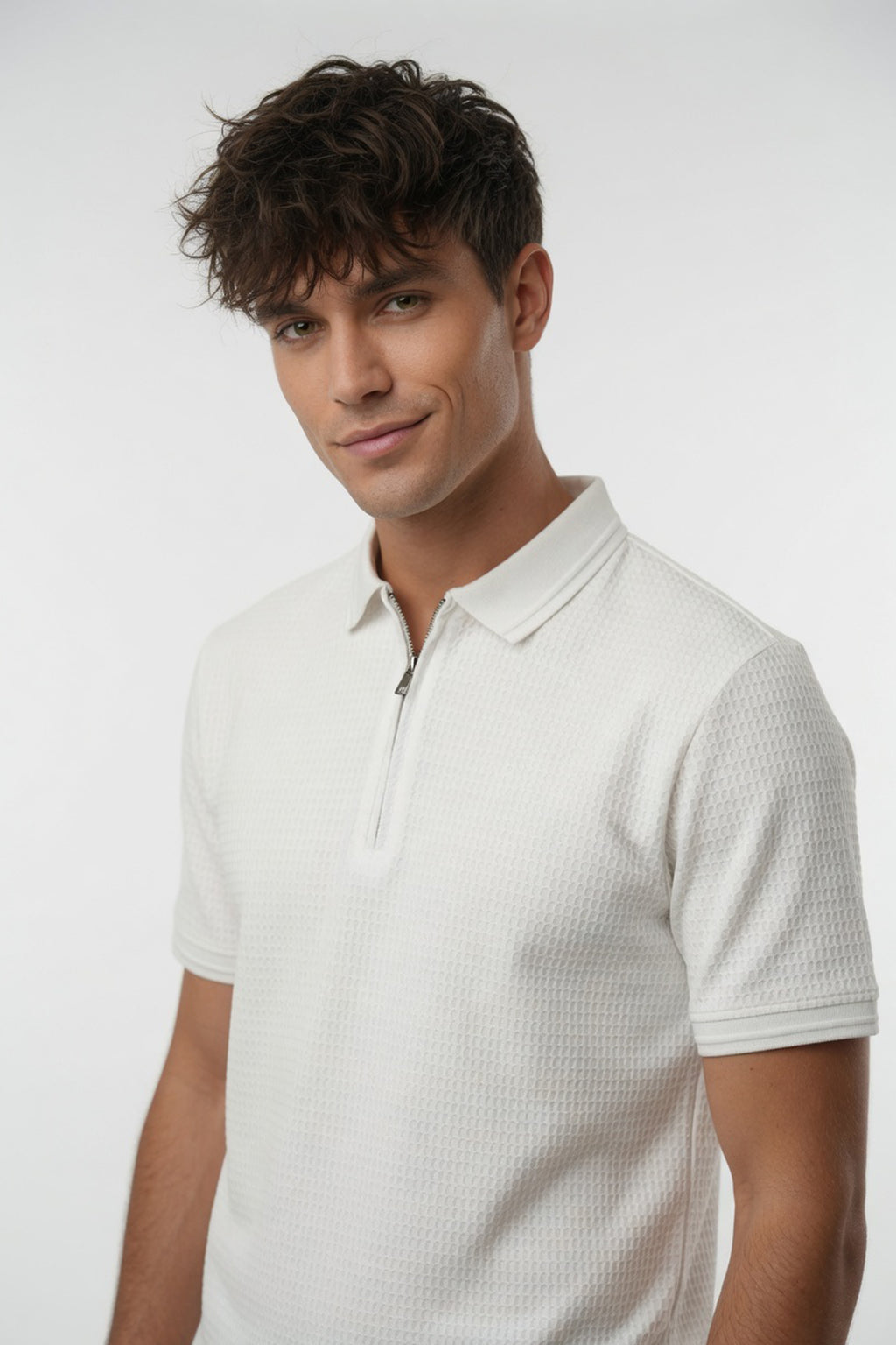 Minimalist Structured Zip-Neck Polo