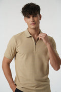 Premium Camel Honeycomb Knit Polo