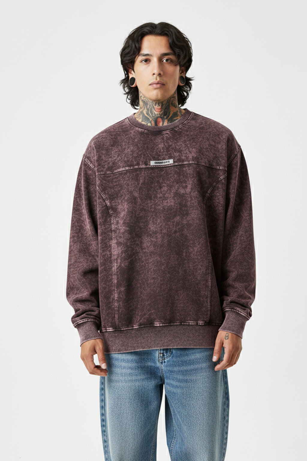 Vintage Wine Acid Wash Oversized Tee