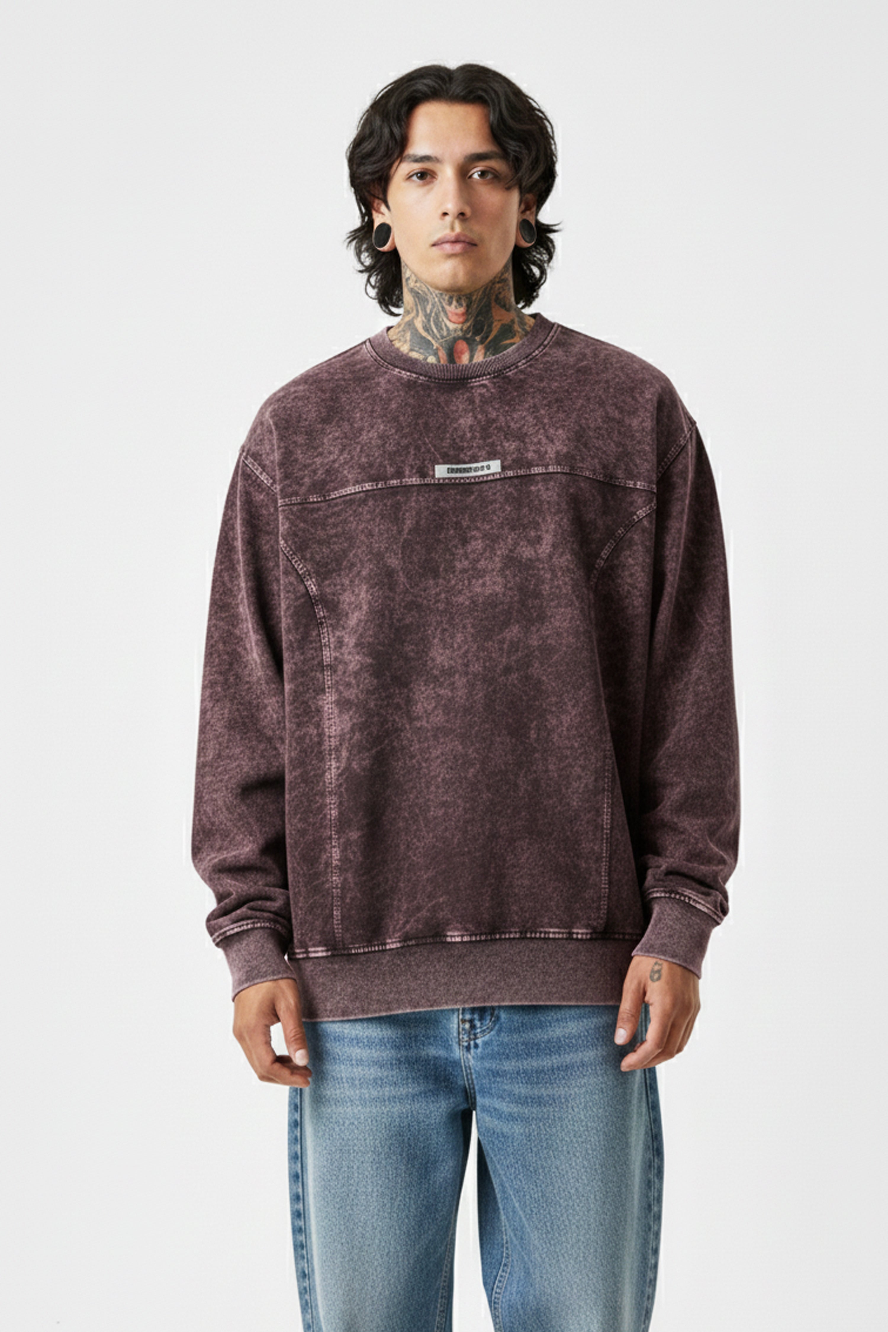 VINTAGE WINE ACID WASH OVERSIZED STREETWEAR TEE
