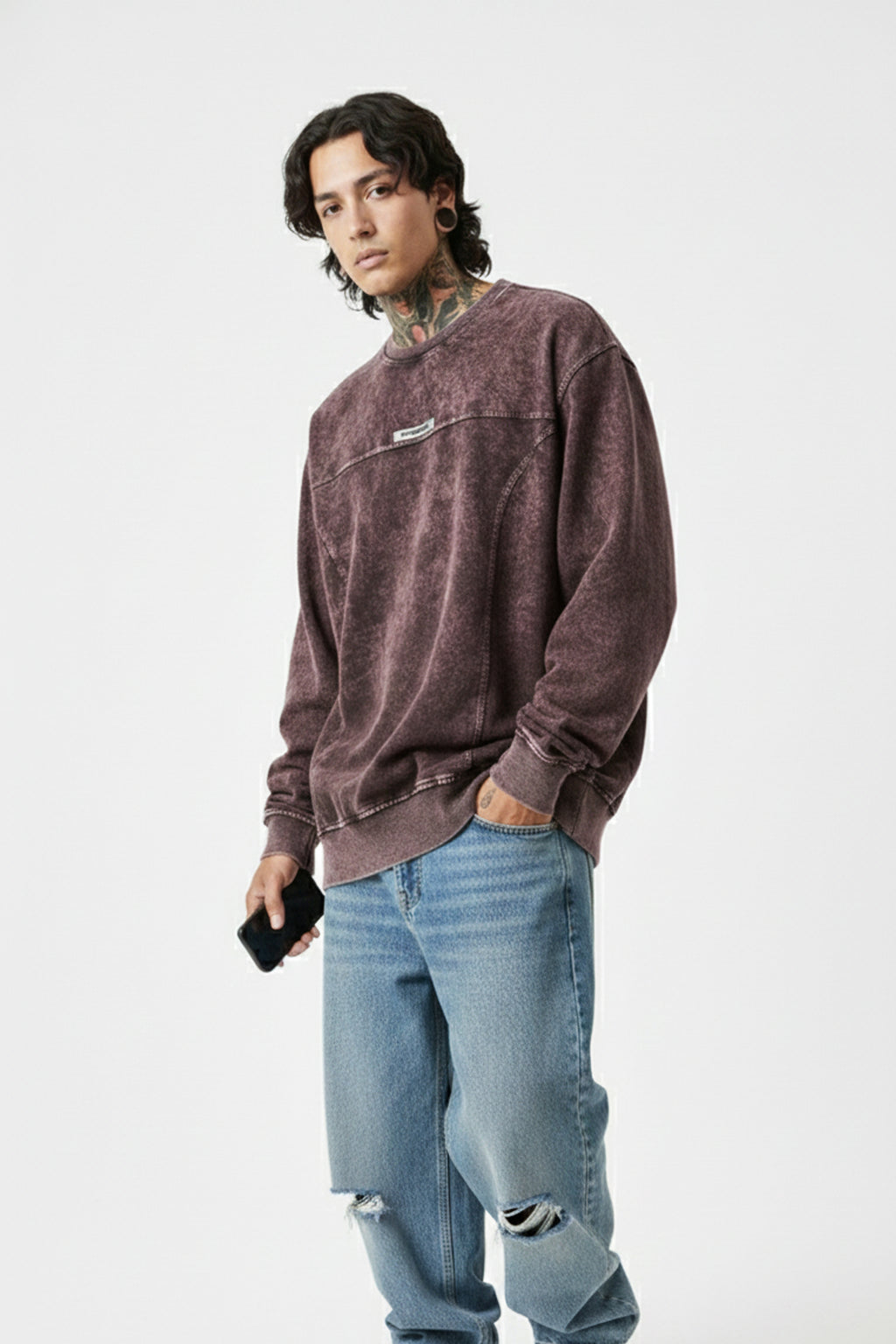 Vintage Wine Acid Wash Oversized Tee