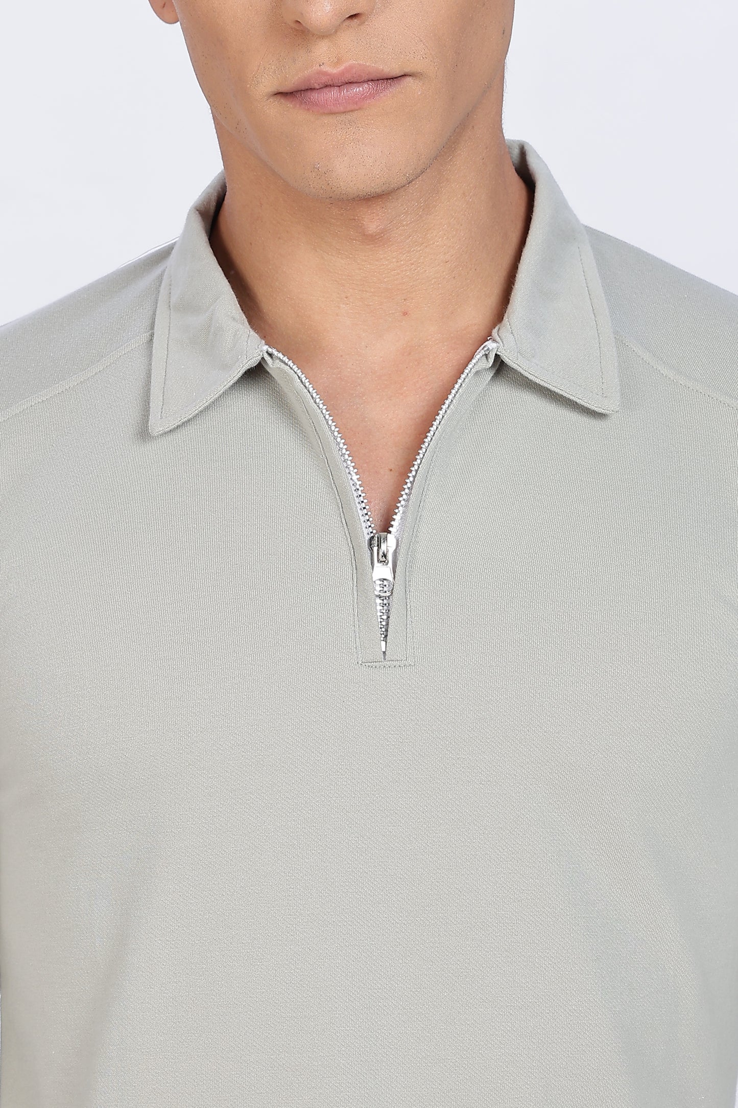 Silver Mist Zip Polo
