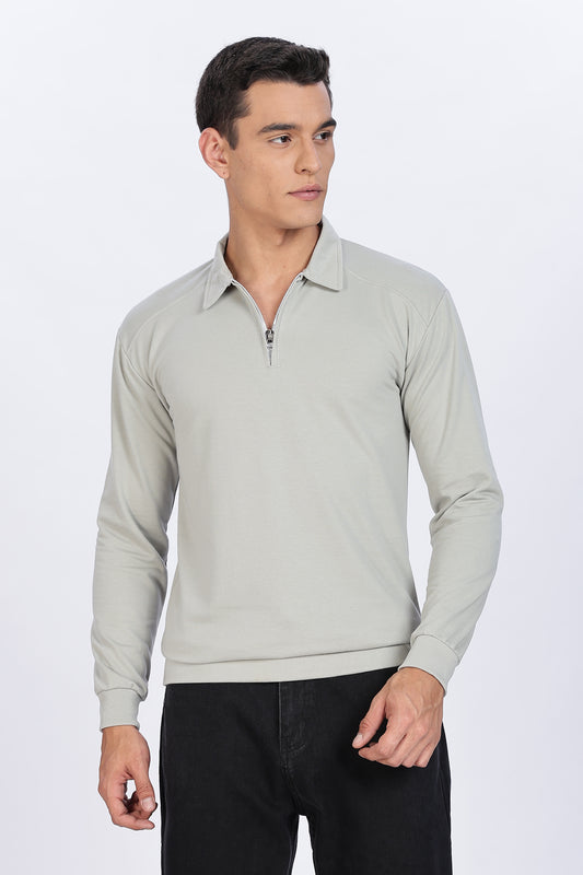 Silver Mist Zip Polo