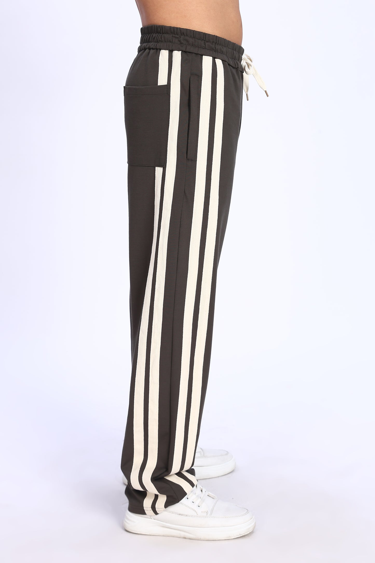 Mocha Racer Stripe Track Pants