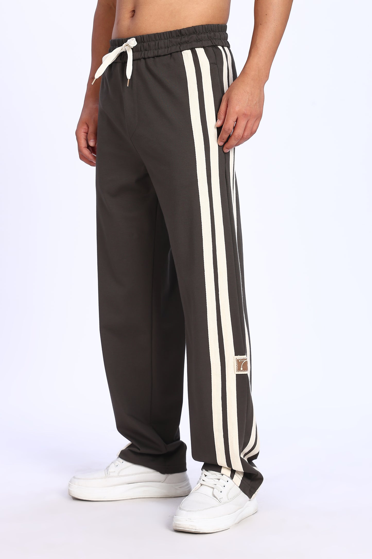 Mocha Racer Stripe Track Pants