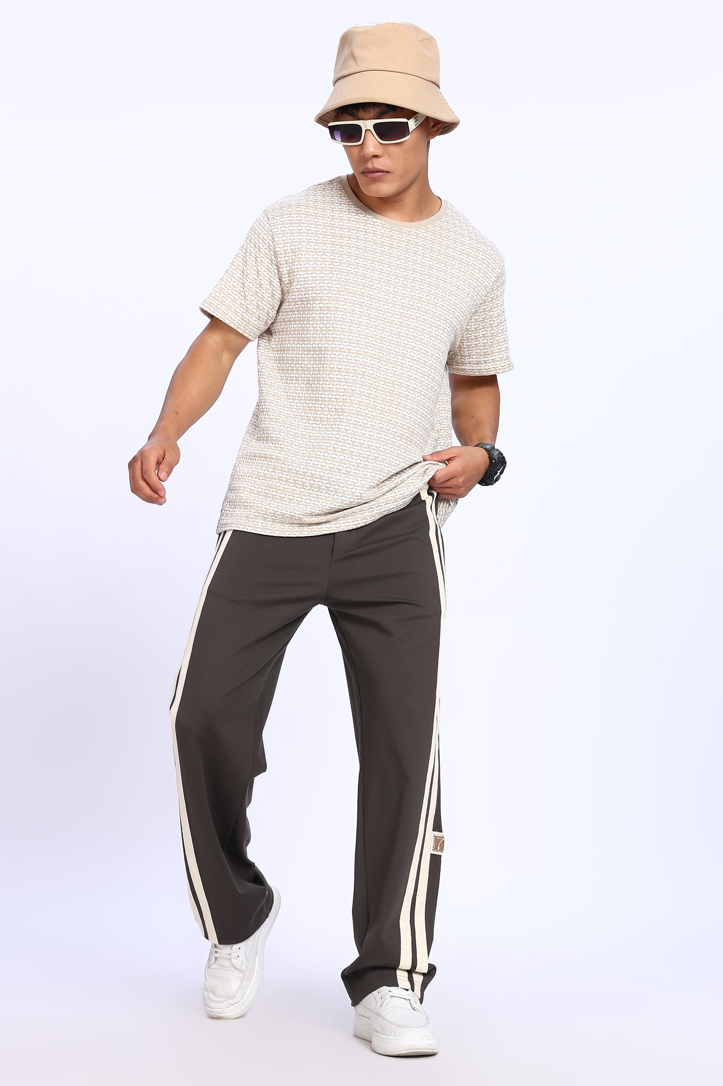 Mocha Racer Stripe Track Pants