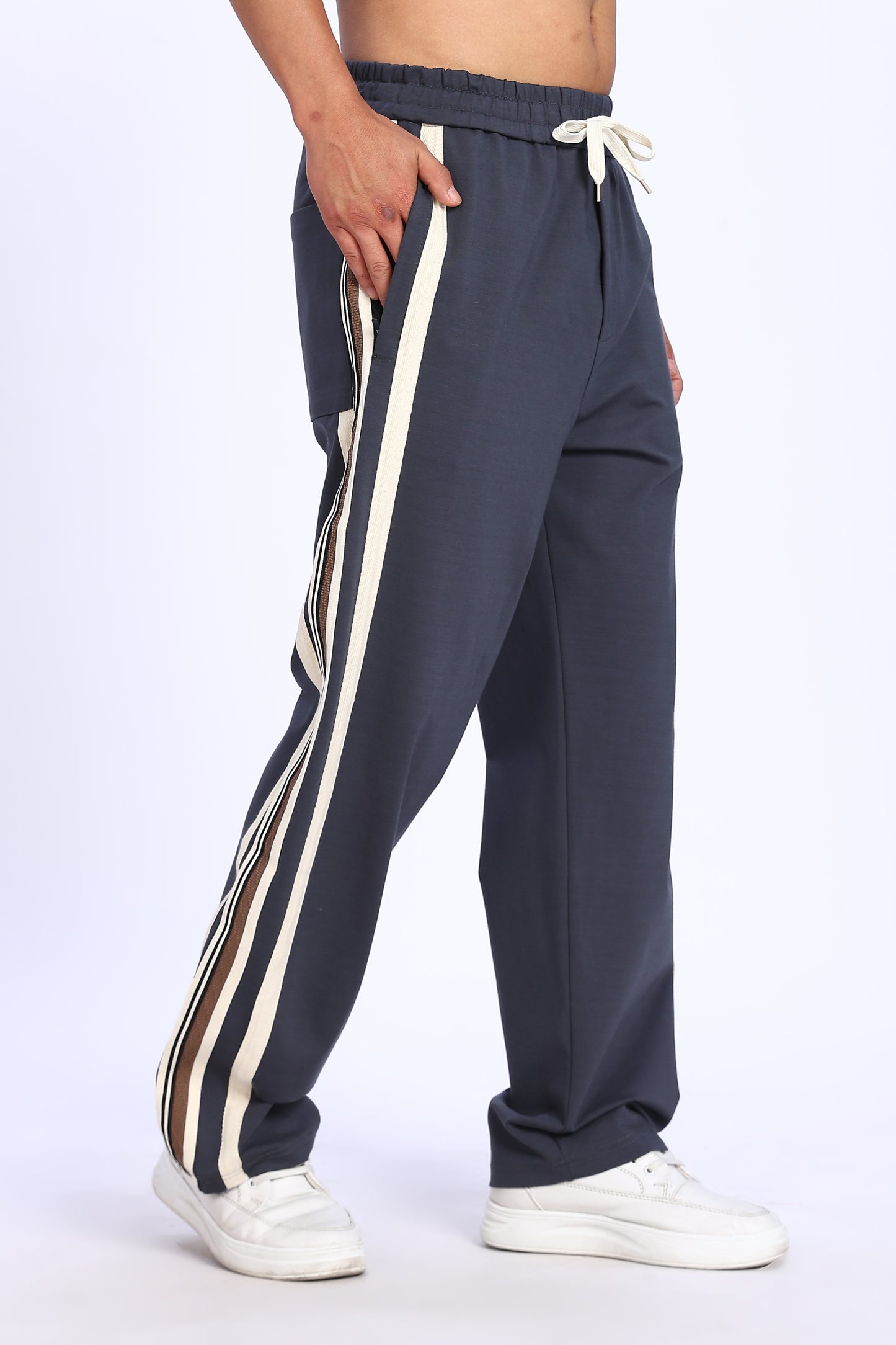 Navy Core Stripe Track Pants