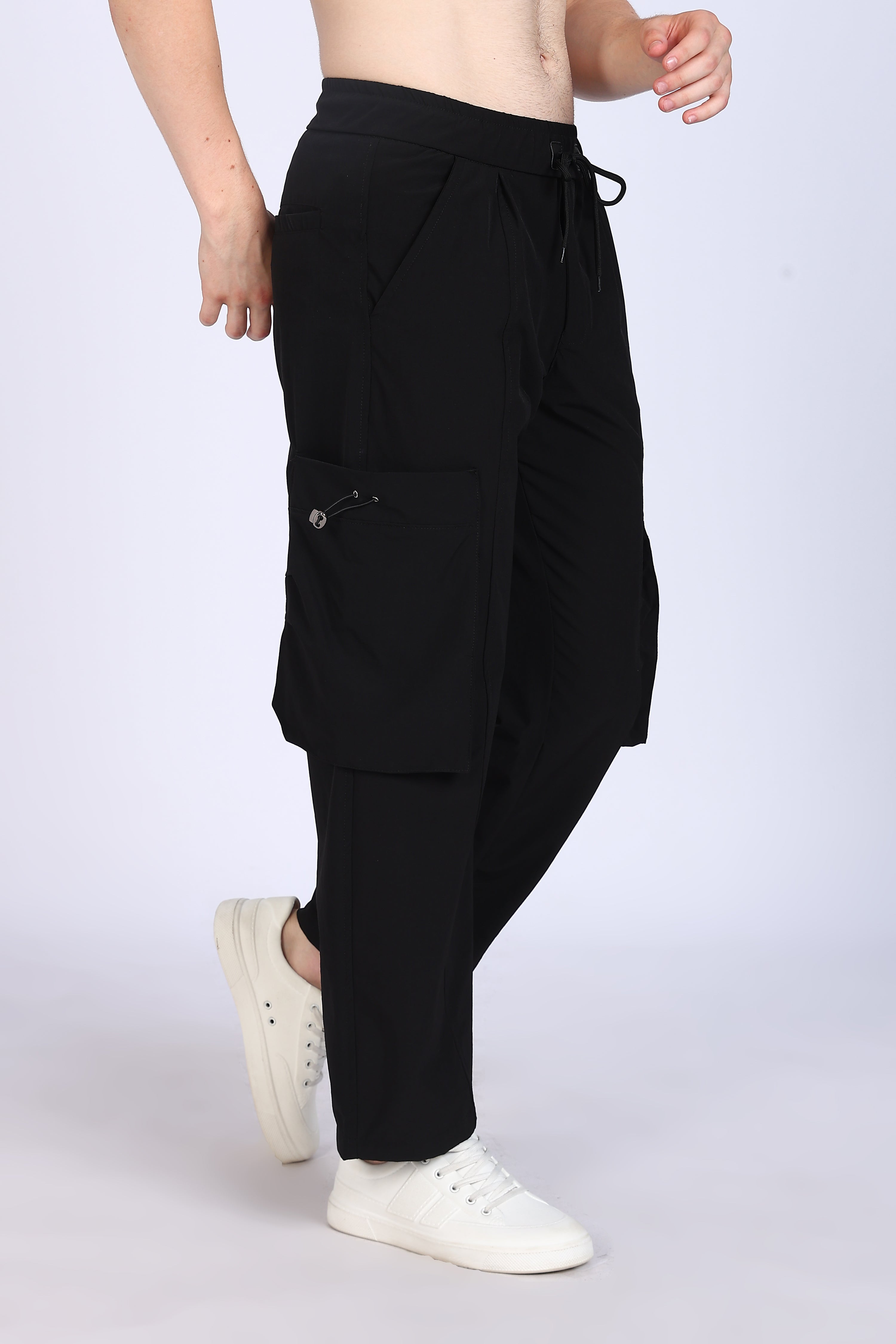Regular Fit Men's Cargo Black Trousers