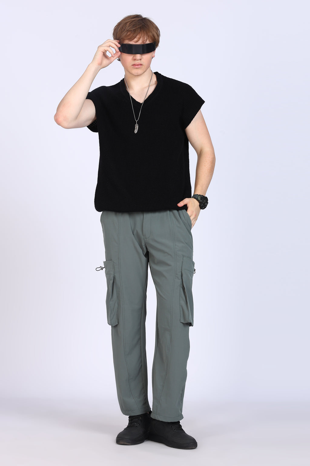 Regular Fit Men's Cargo  Grey Trousers