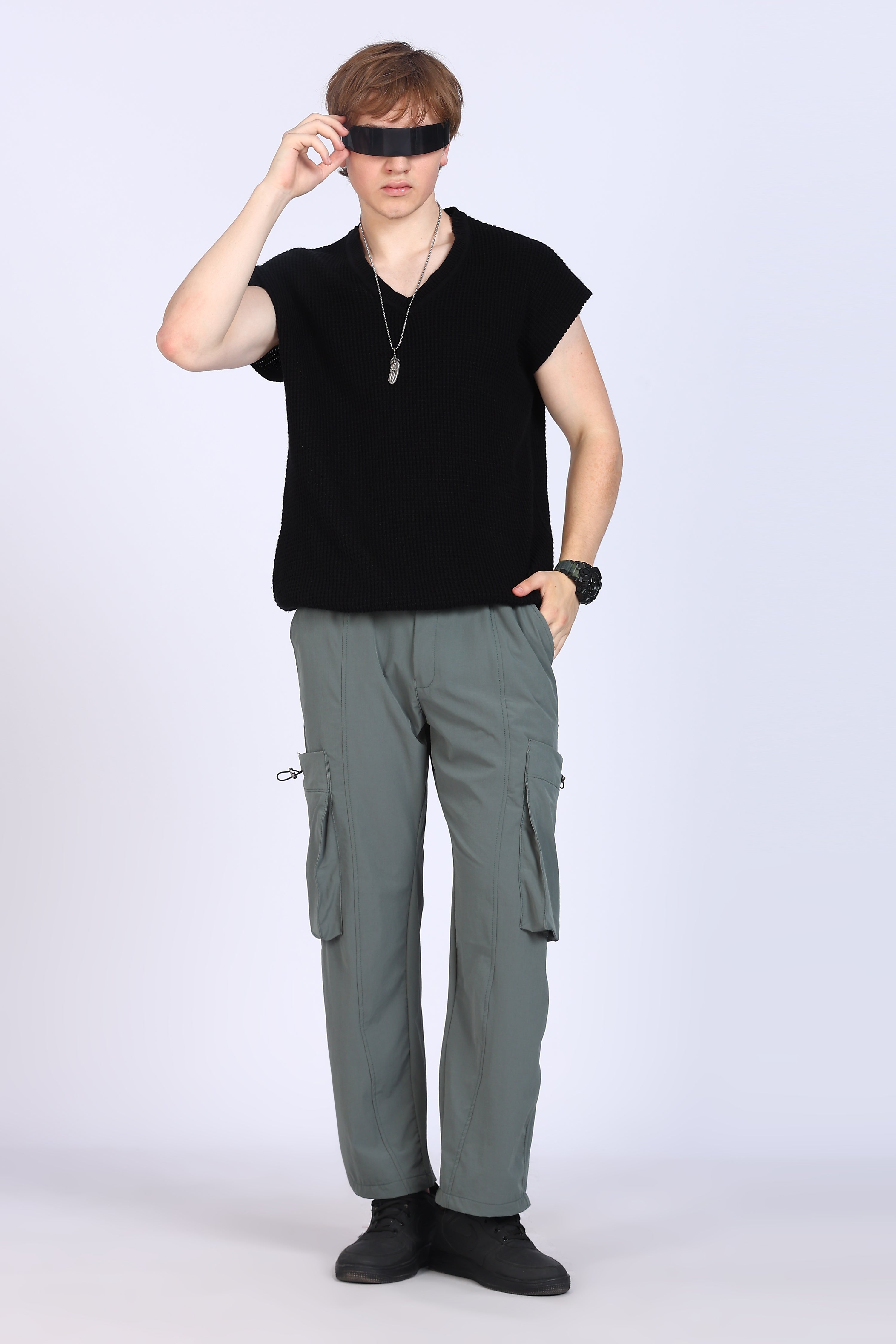 Regular Fit Men's Cargo  Grey Trousers