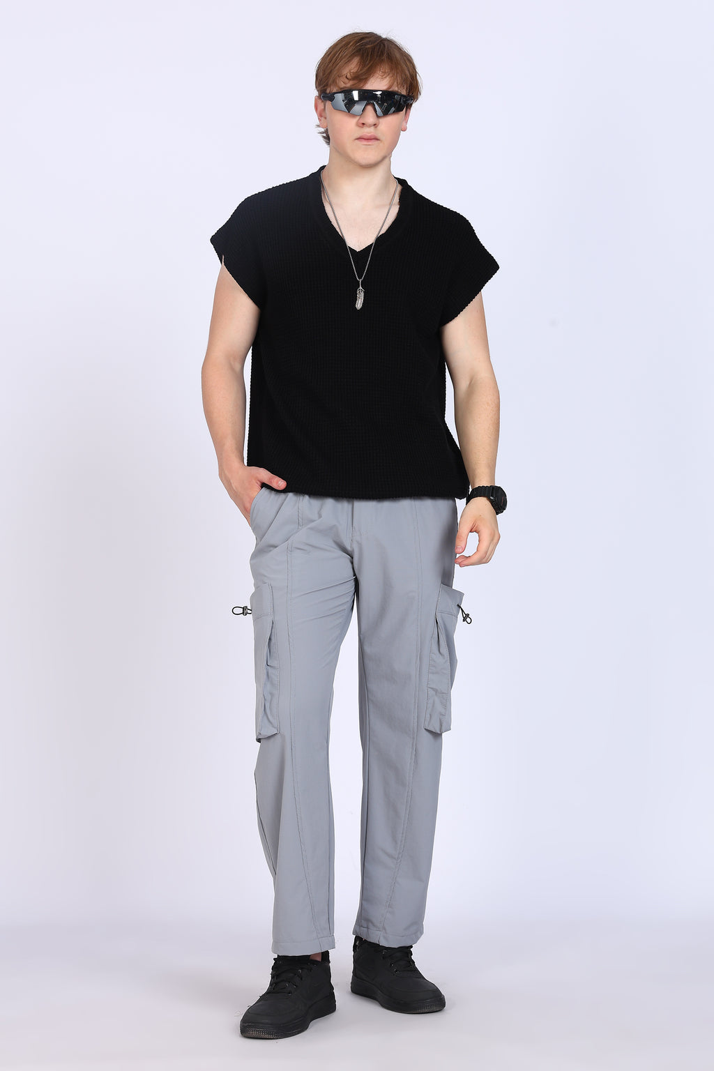 Regular Fit Men's Cargo Grey Trousers