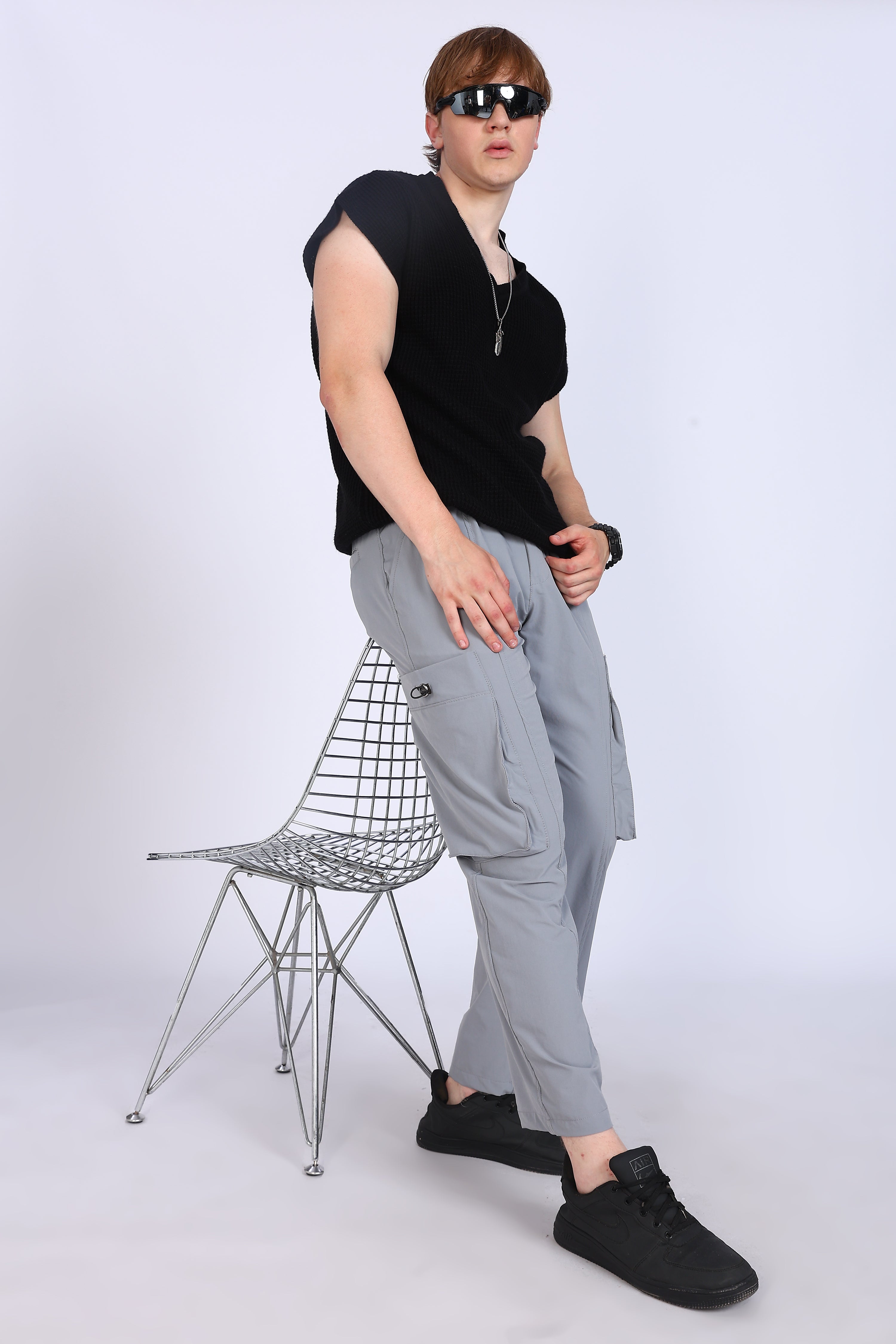 Regular Fit Men's Cargo Grey Trousers