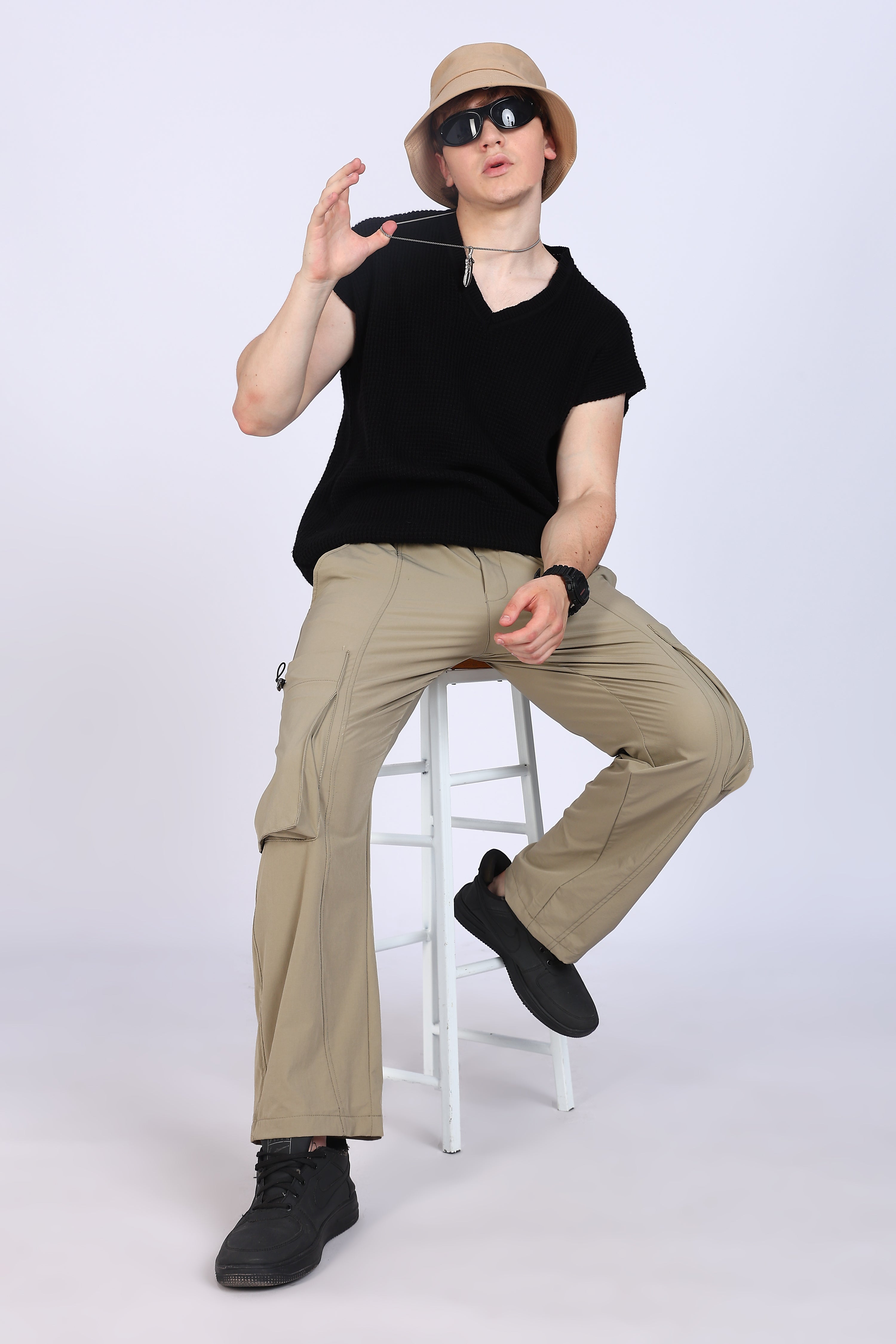 Regular Fit Men's Cargo Beige Trousers