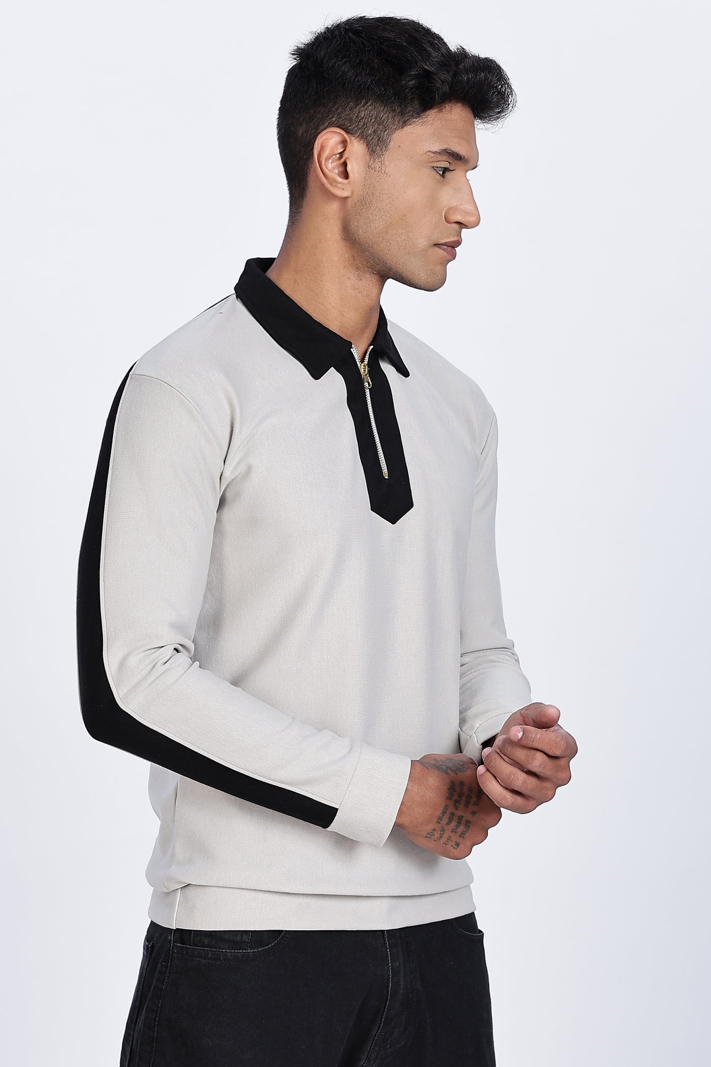 Ash Contrast Quarter-Zip