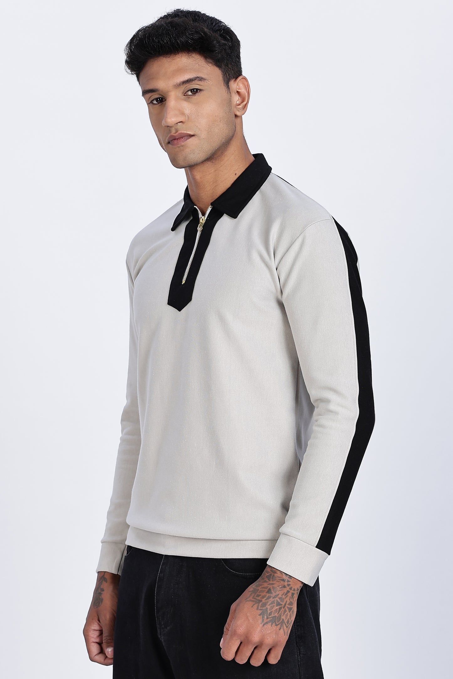 Ash Contrast Quarter-Zip