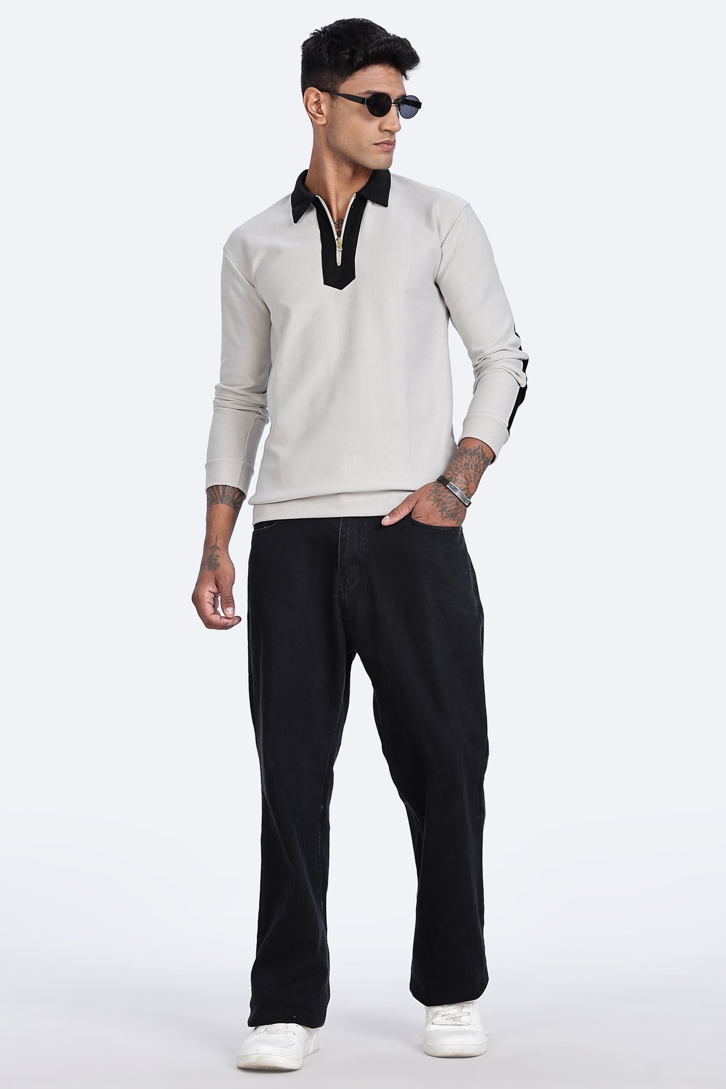 Ash Contrast Quarter-Zip