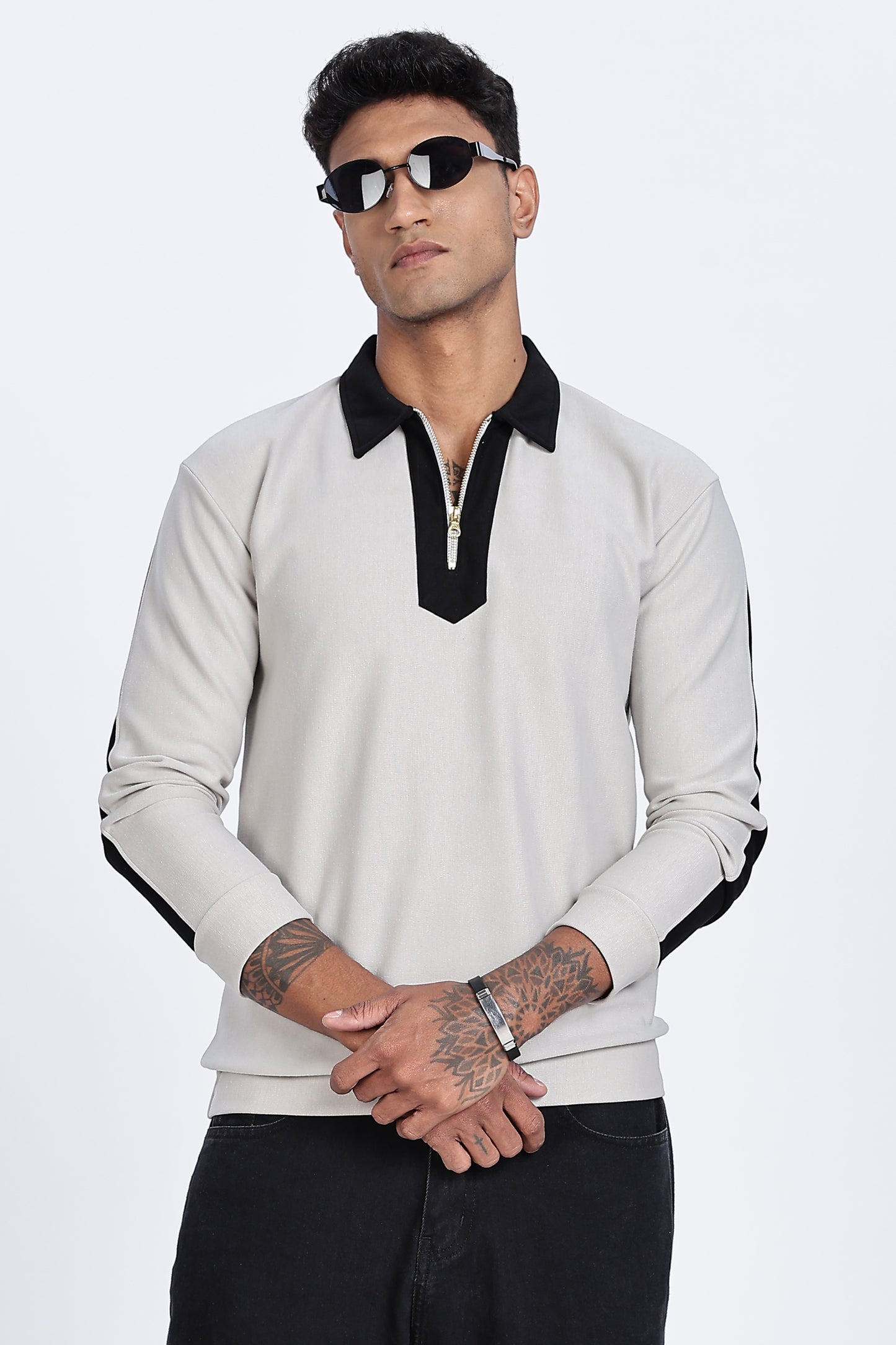 Ash Contrast Quarter-Zip