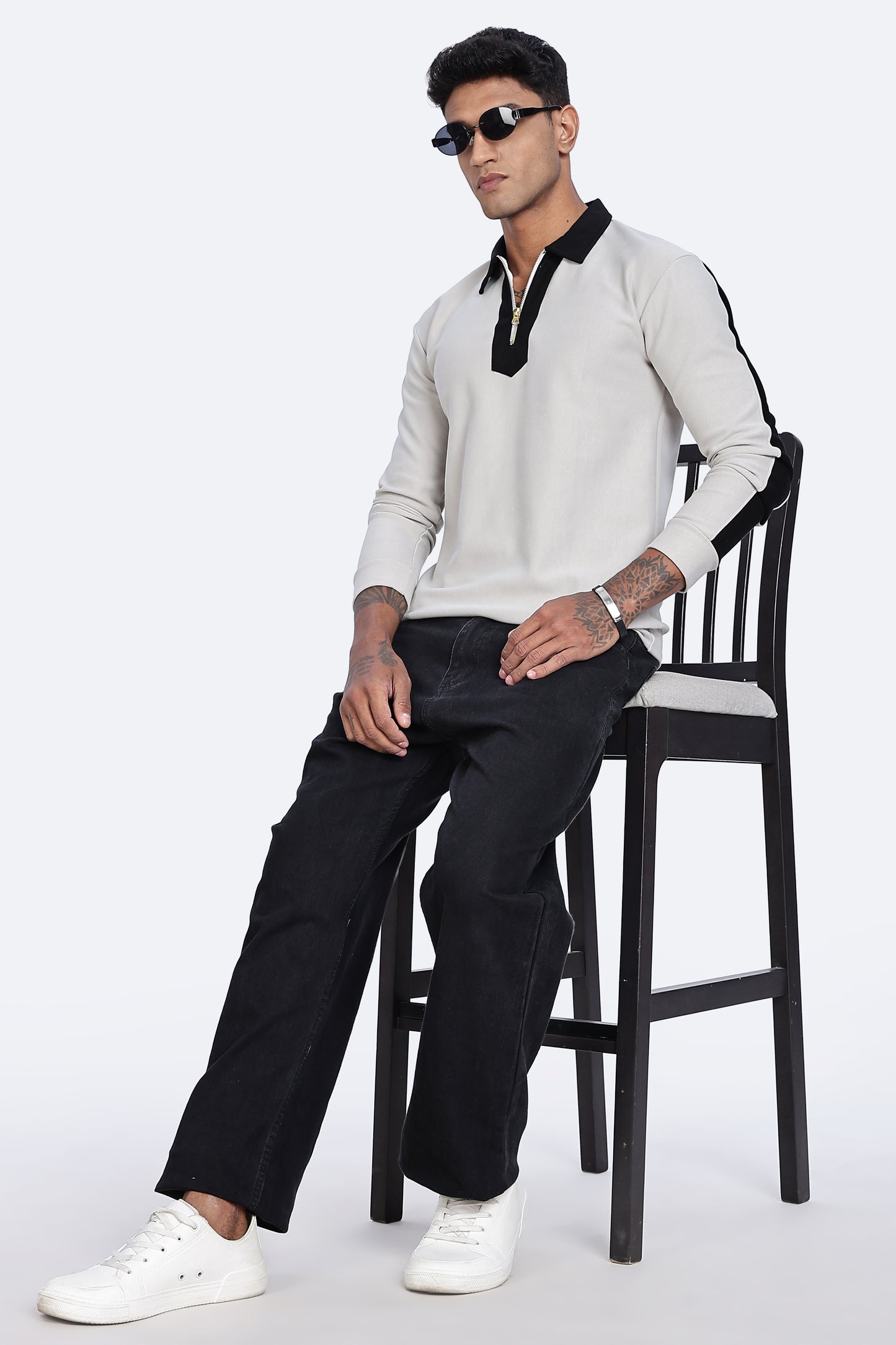 Ash Contrast Quarter-Zip