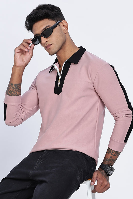 Dusty Rose Zip Polo