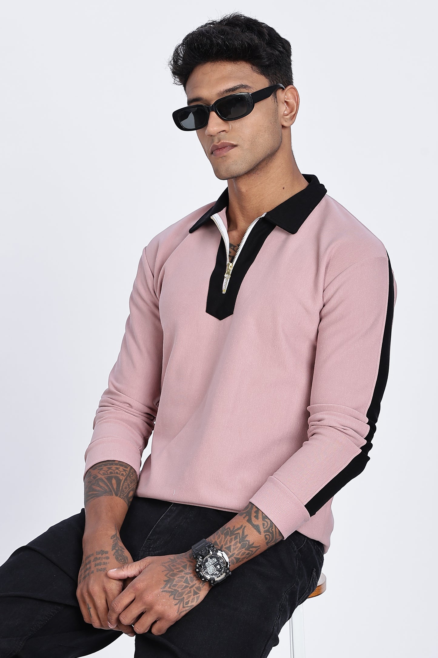 Dusty Rose Zip Polo