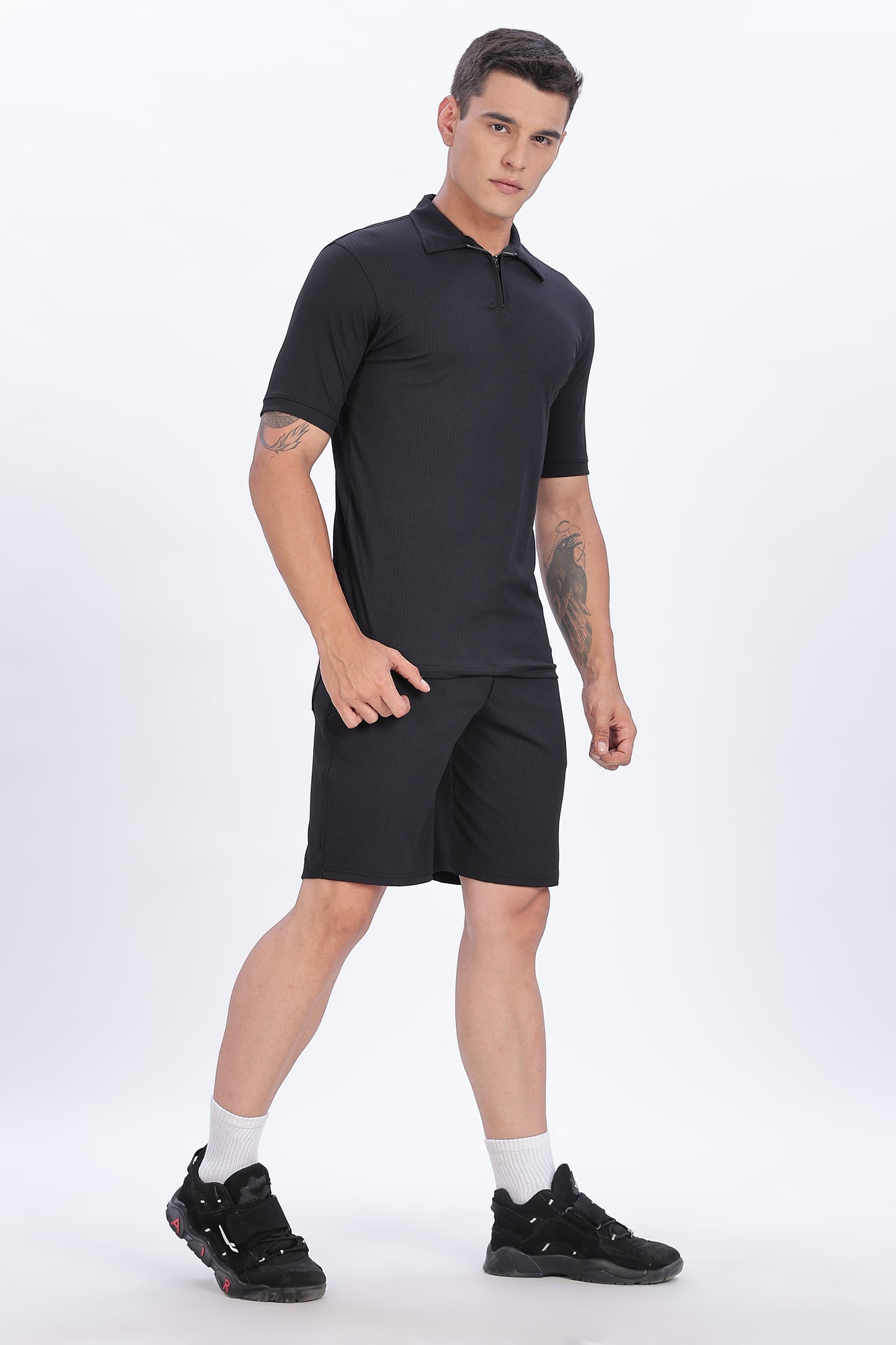 Monochrome Luxe Zip Polo Set