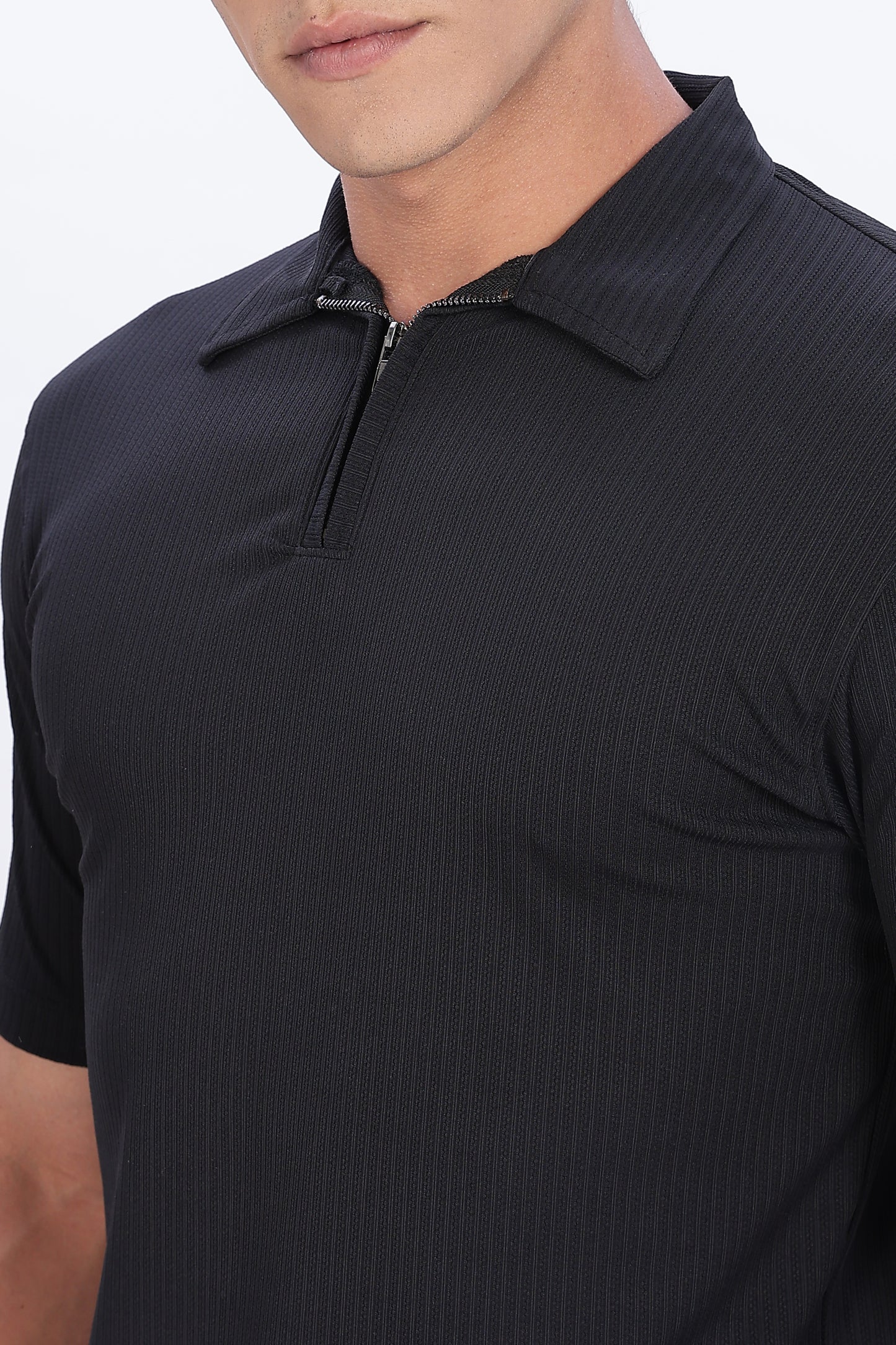 Monochrome Luxe Zip Polo Set