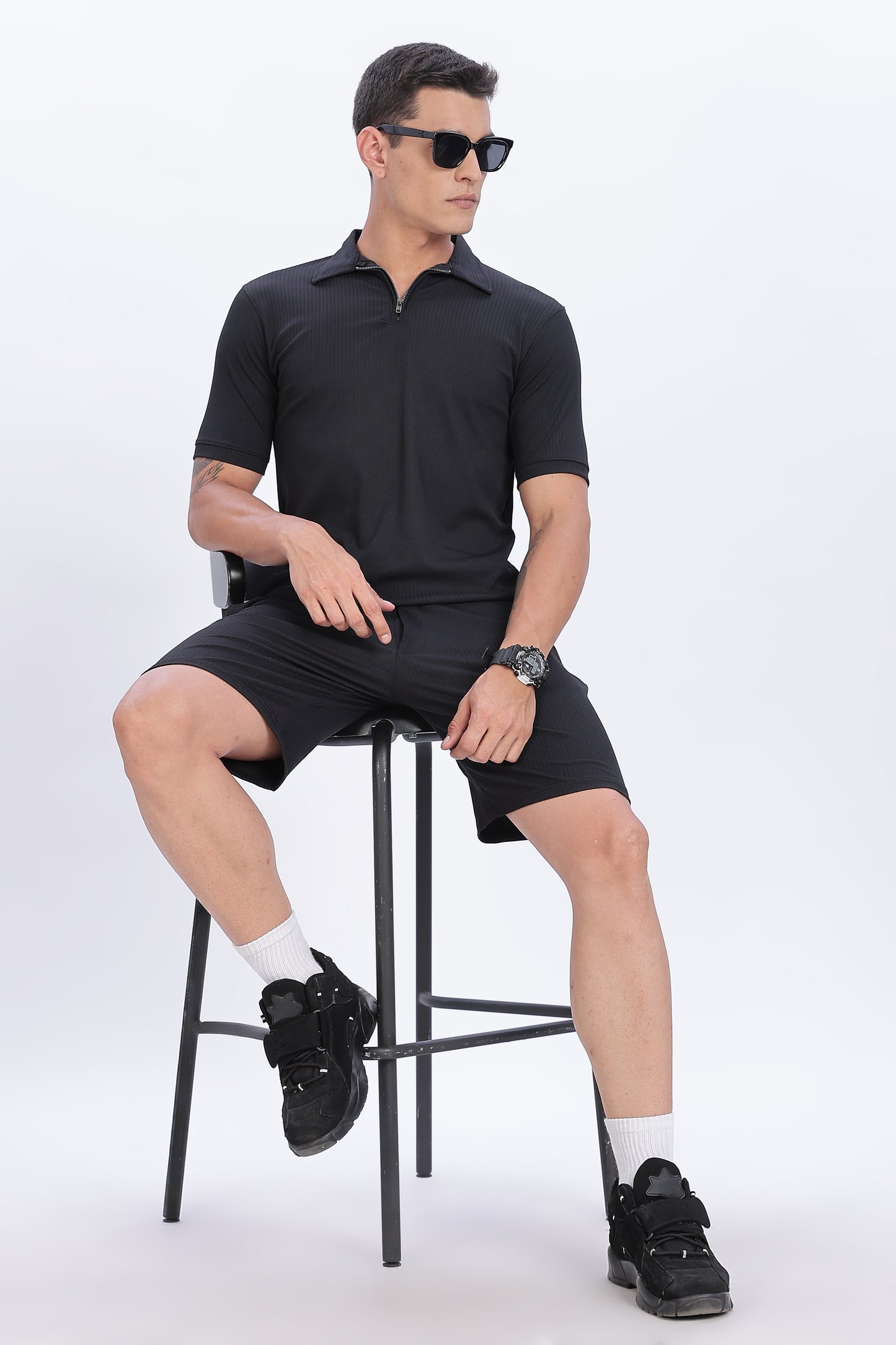 Monochrome Luxe Zip Polo Set