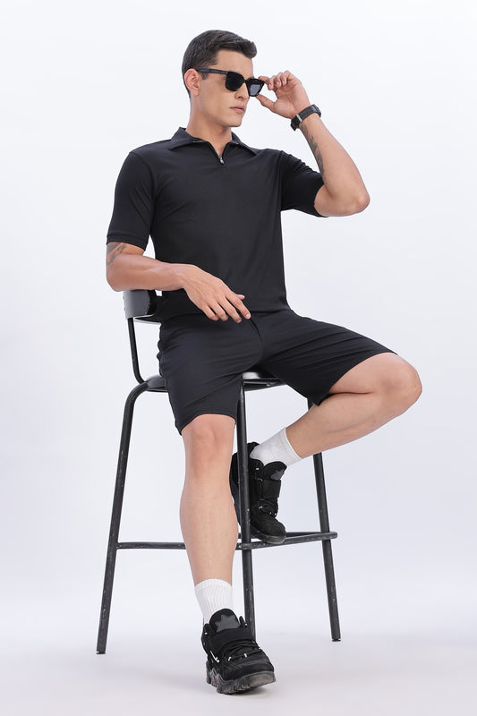 Monochrome Luxe Zip Polo Set