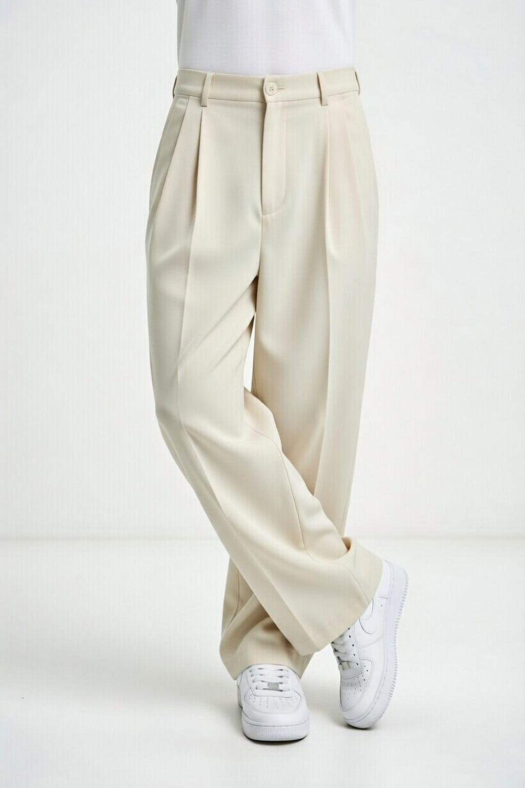 Minimal Korean Wide Pants – Cream