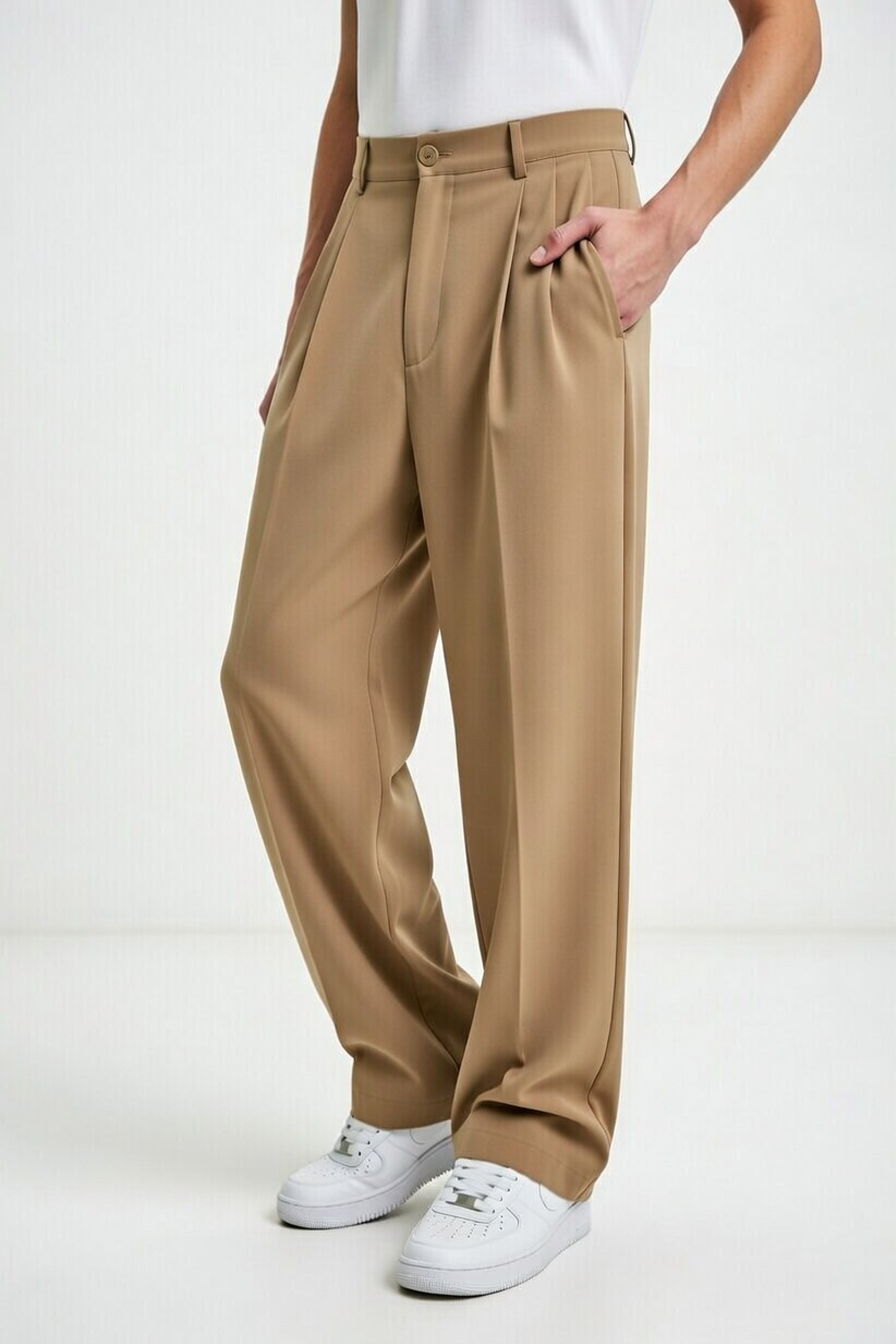 Korean Gen-Z Relaxed Fit Pants – Camel – DYAMIC