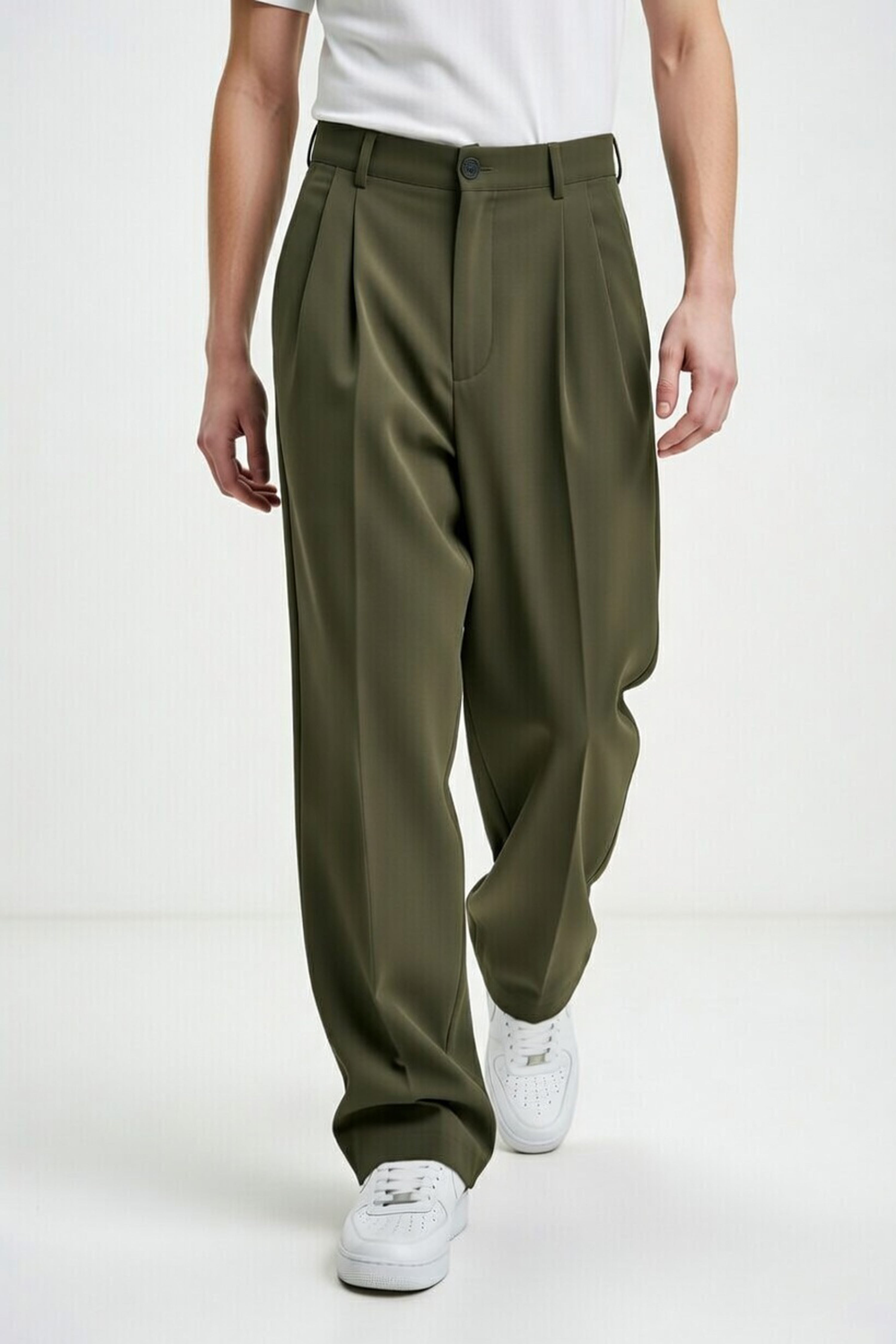 Korean Gen-Z Relaxed Fit Pants – Olive